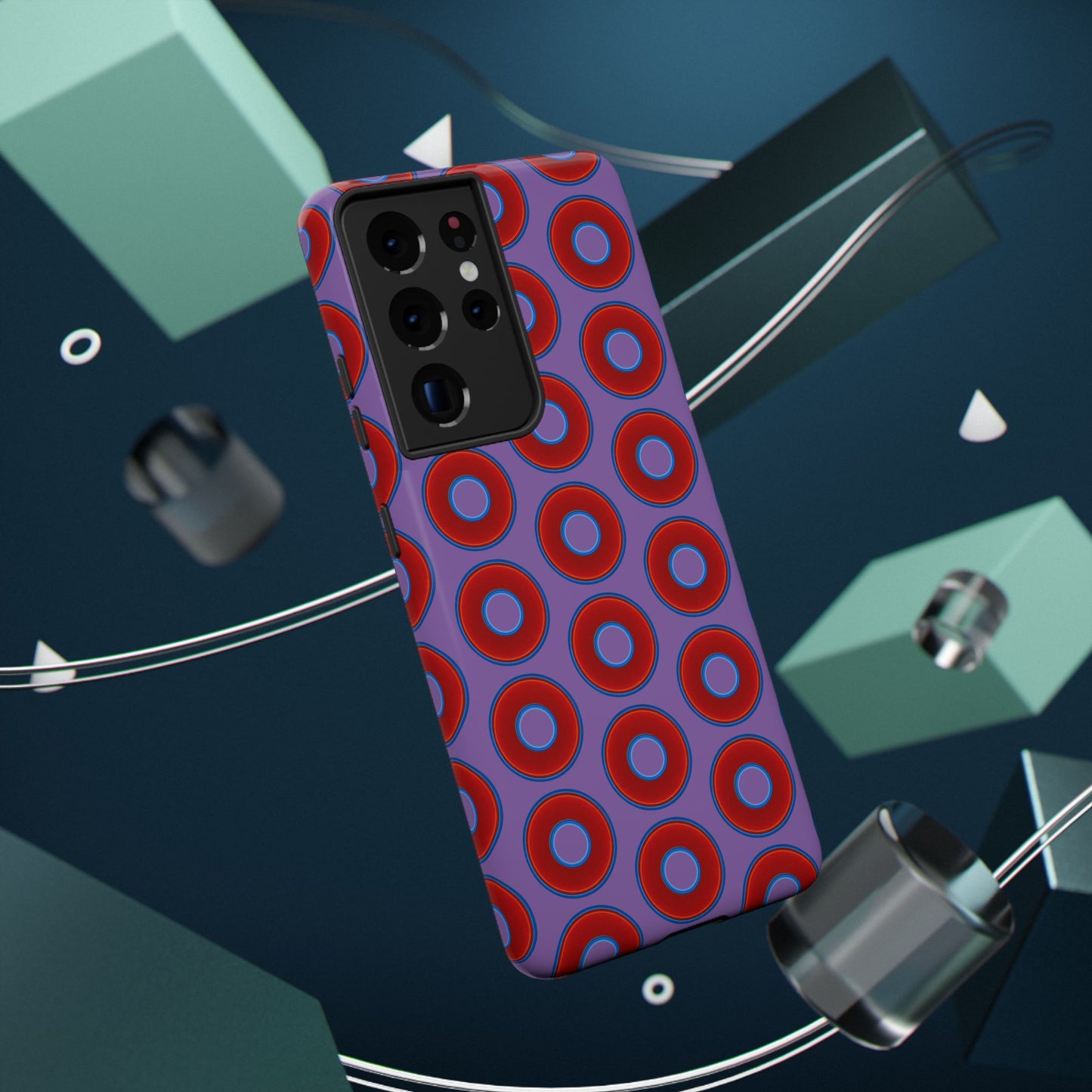 Impact-Resistant Lumpy Donut Case - red vivid donut print w/light purple background