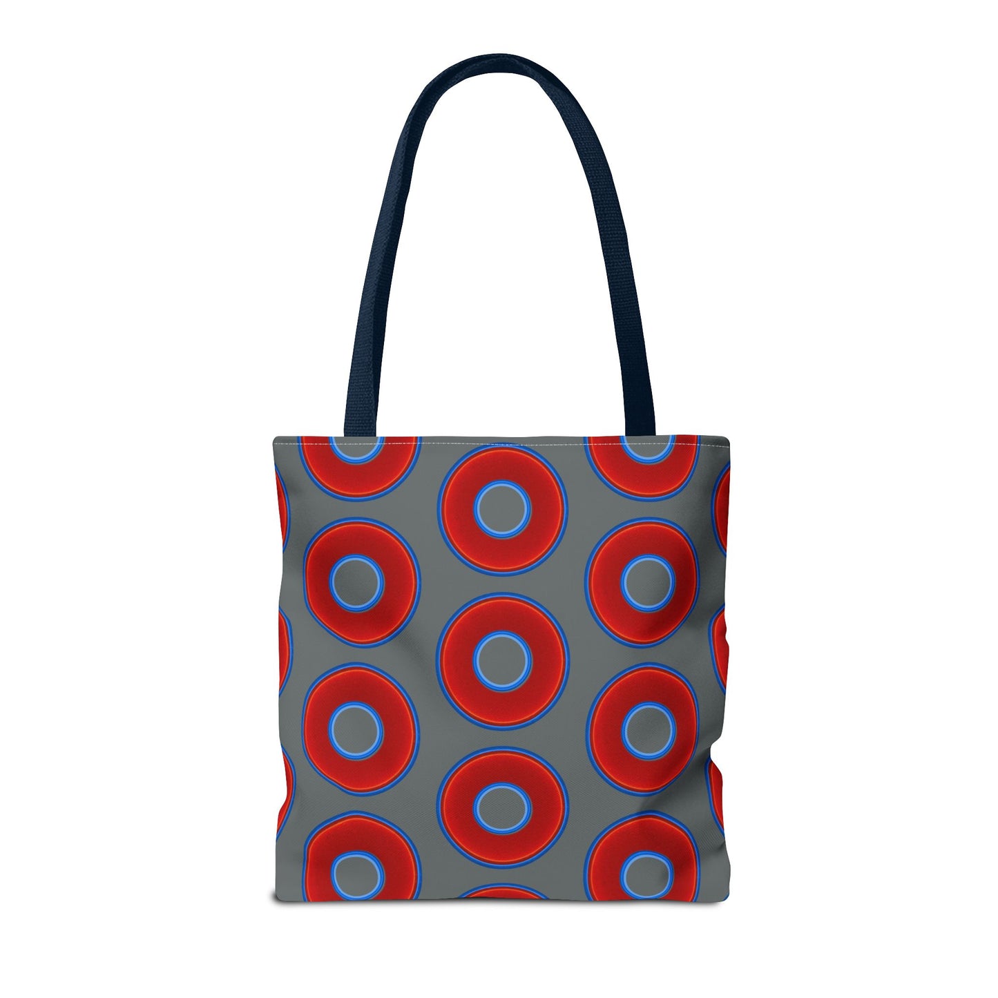 Lumpy Beach/Tote Bag - red vivid donuts w/dark gray background