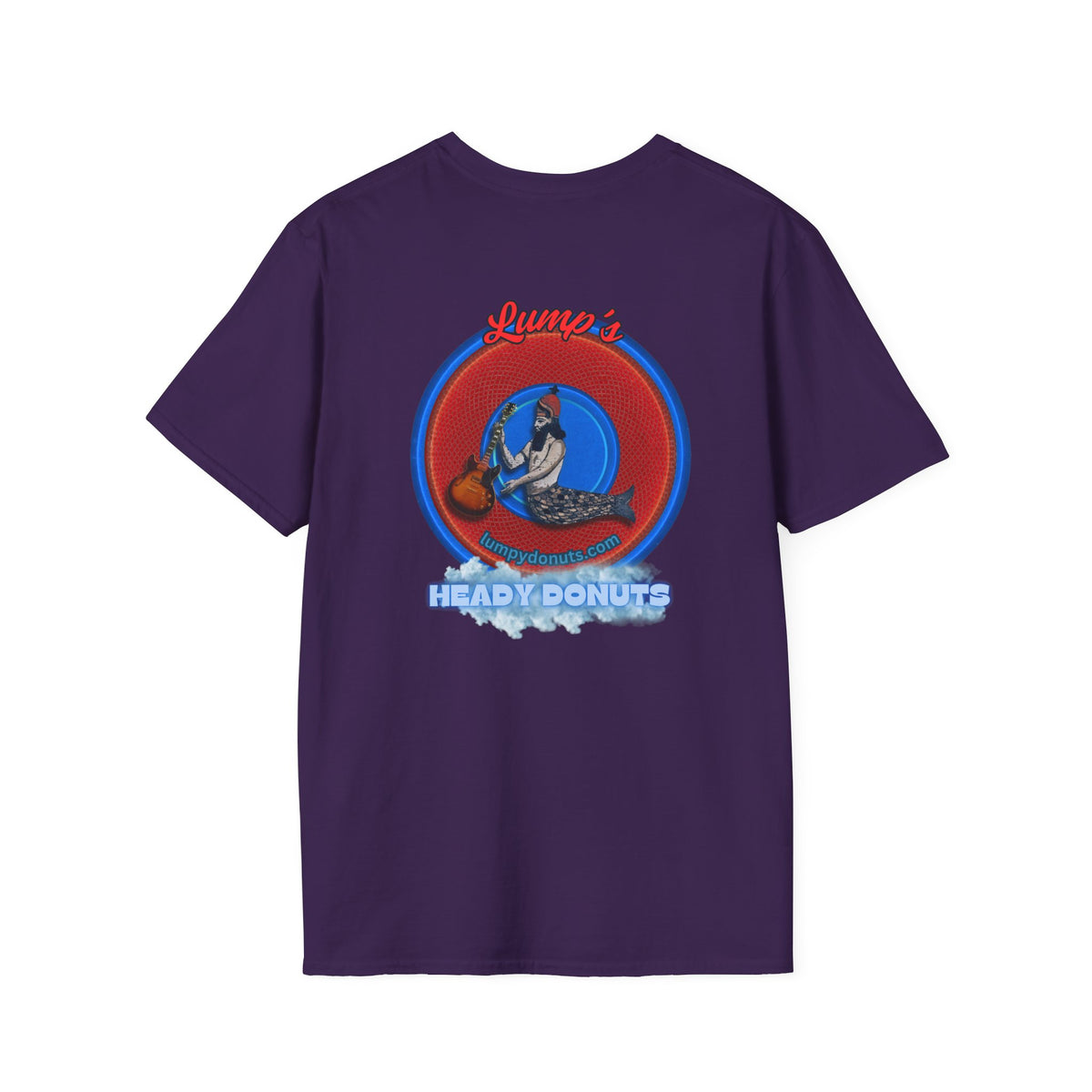 Classic Donut Tee - Unisex Soft-Style - "Lump's Heady Donuts Logo" - series 1.0  - red/blue rustic donut