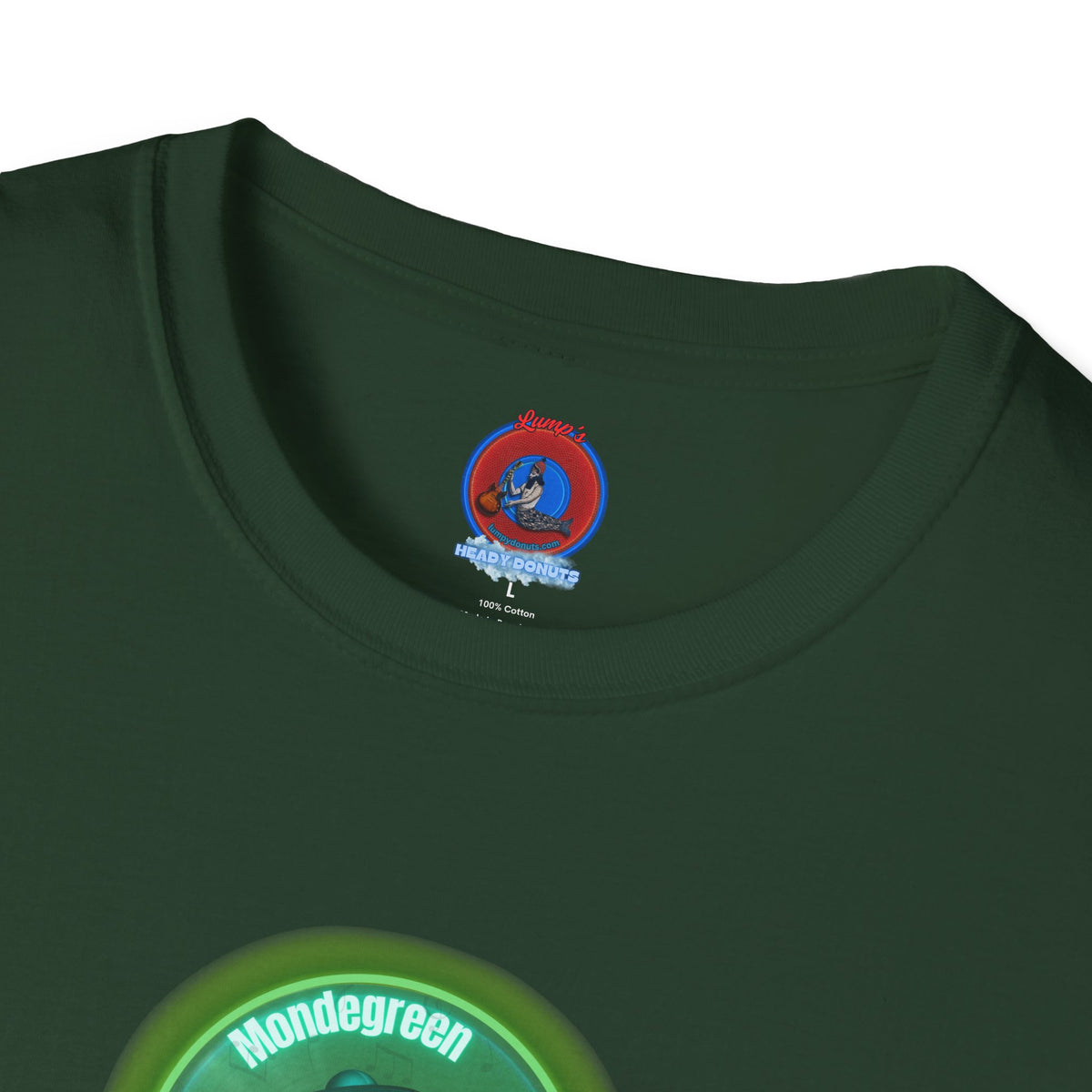 Classic Donut Tee - Unisex Soft-Style - "Close Encounters of the Delaware kind - Mondegreen Donut"  " variant 1 - green donut