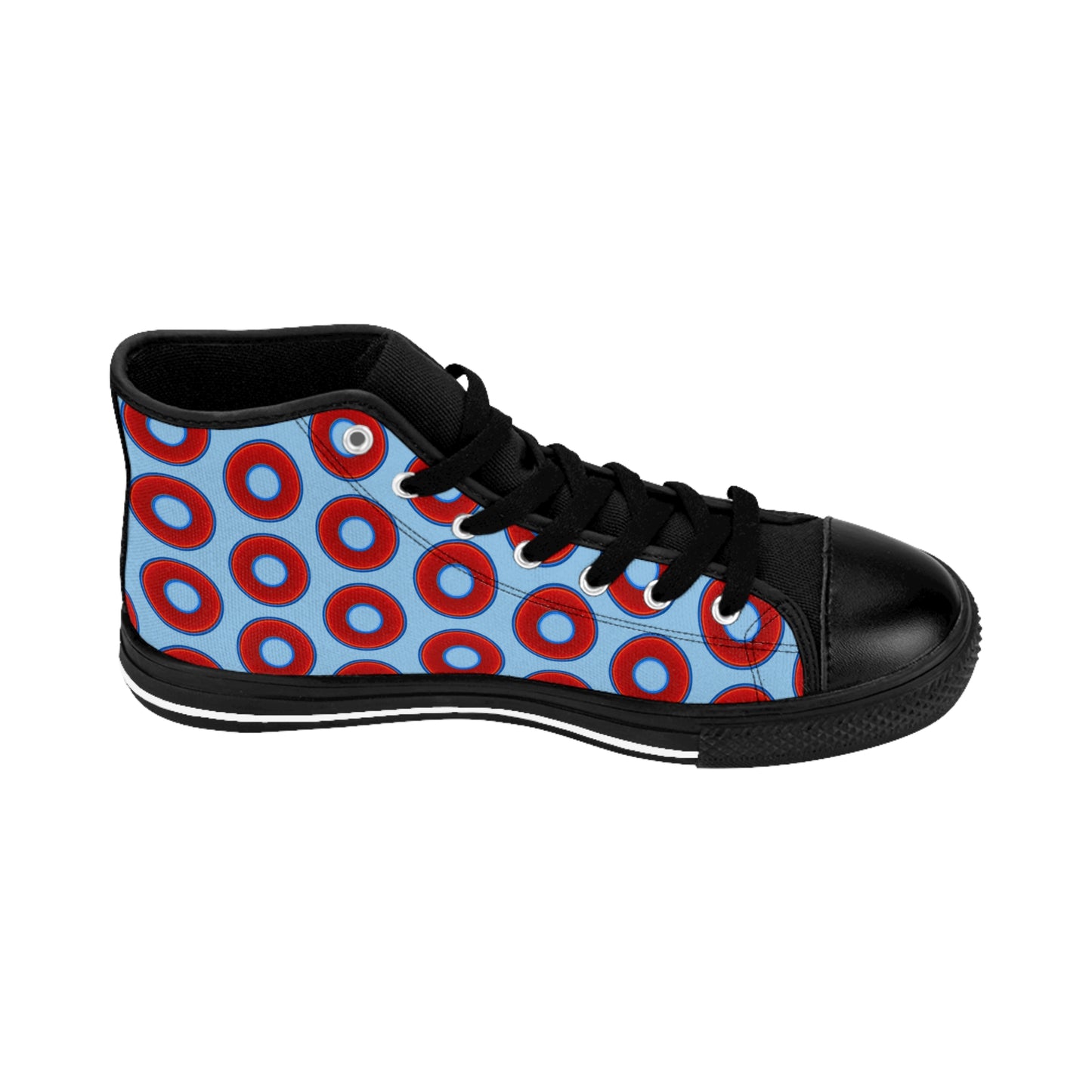 Men's Cushiony Convectors - High Tops - red vivid donuts w/sky blue background