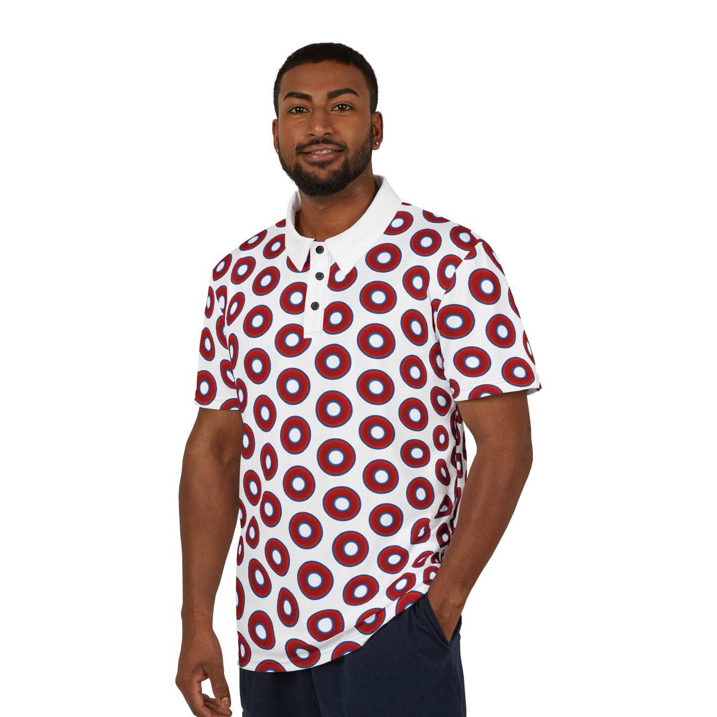 AOP Donut Polo - vivid donut print w/white background [unisex]