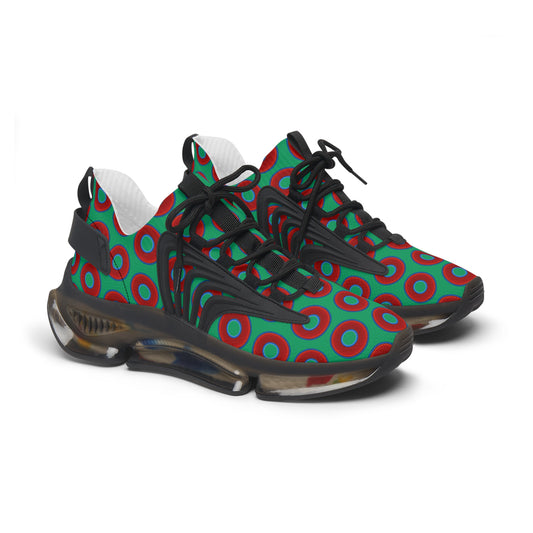 Women's Donut Kicks - red vivid donut print w/jade green background