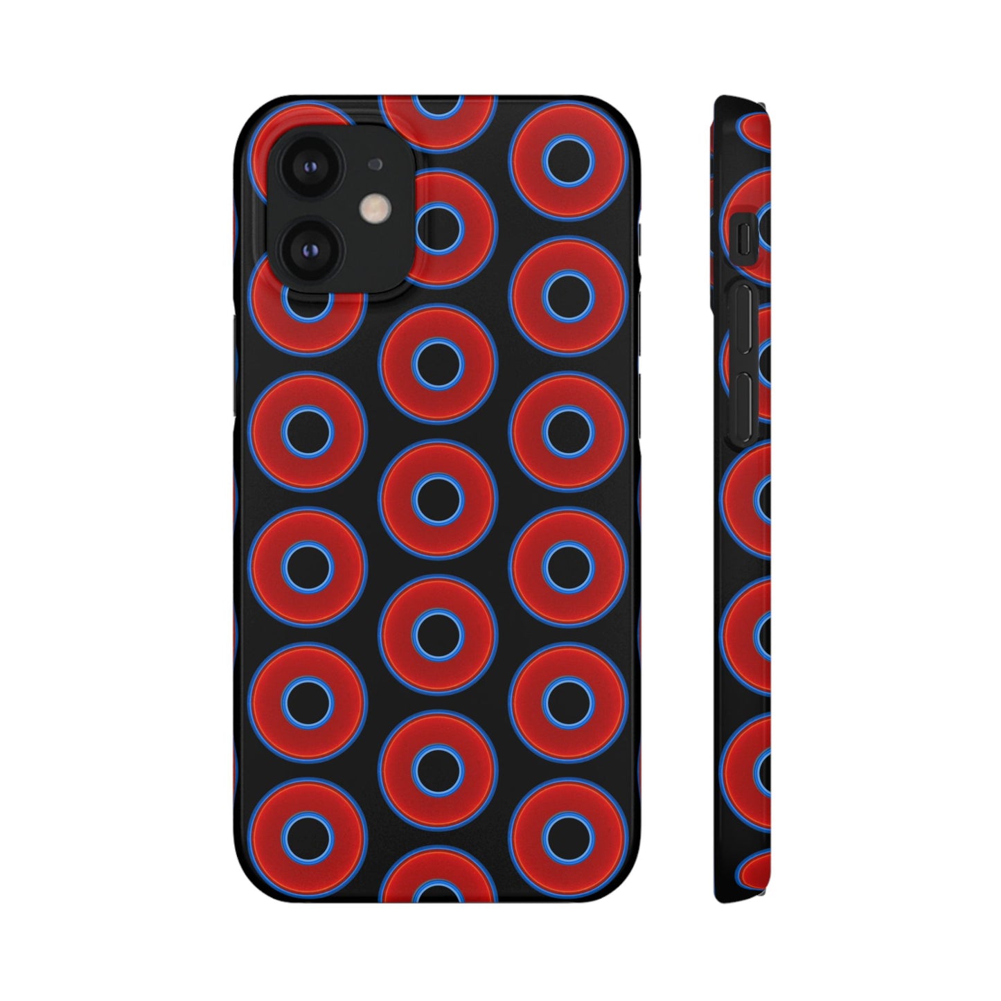 Lumpy Donut Snap Case - red vivid donut print w/black background