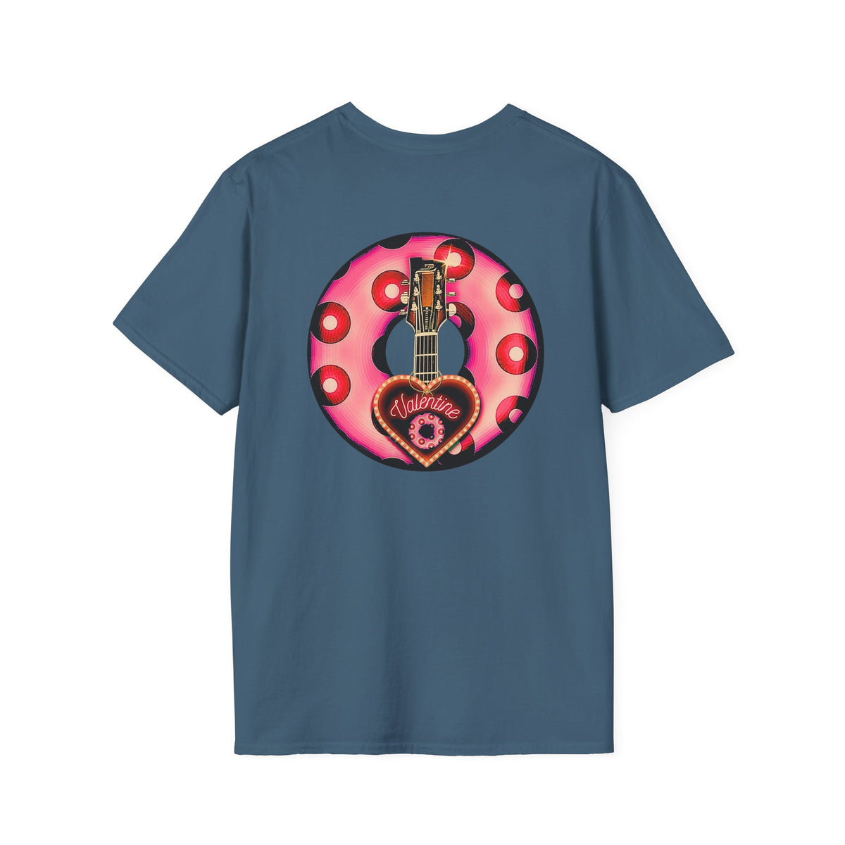 Classic Donut Tee - Unisex Soft-Style - "Would You Be My Donut?" - paradoxical faded magenta/red donut - variant 1