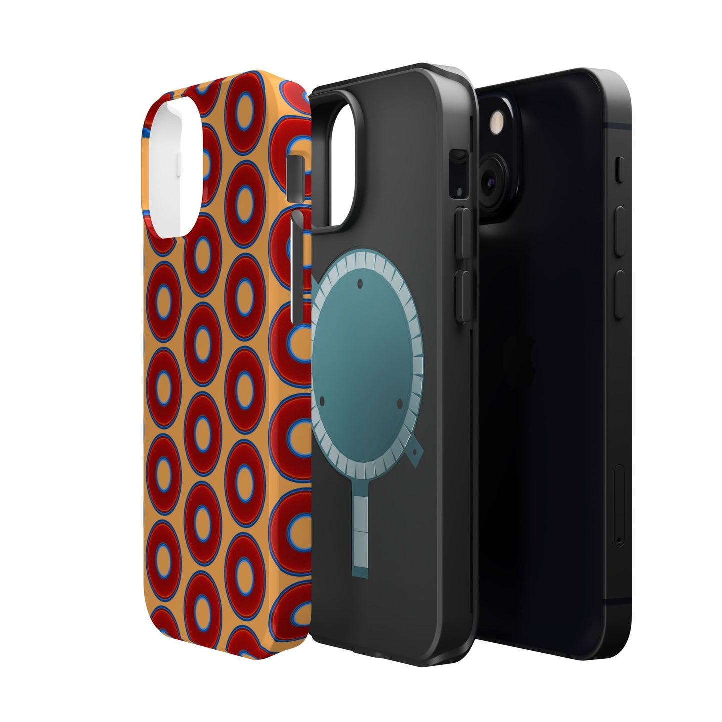 Magnetic Tough Donut Case - red vivid donut print w/creamsicle orange background
