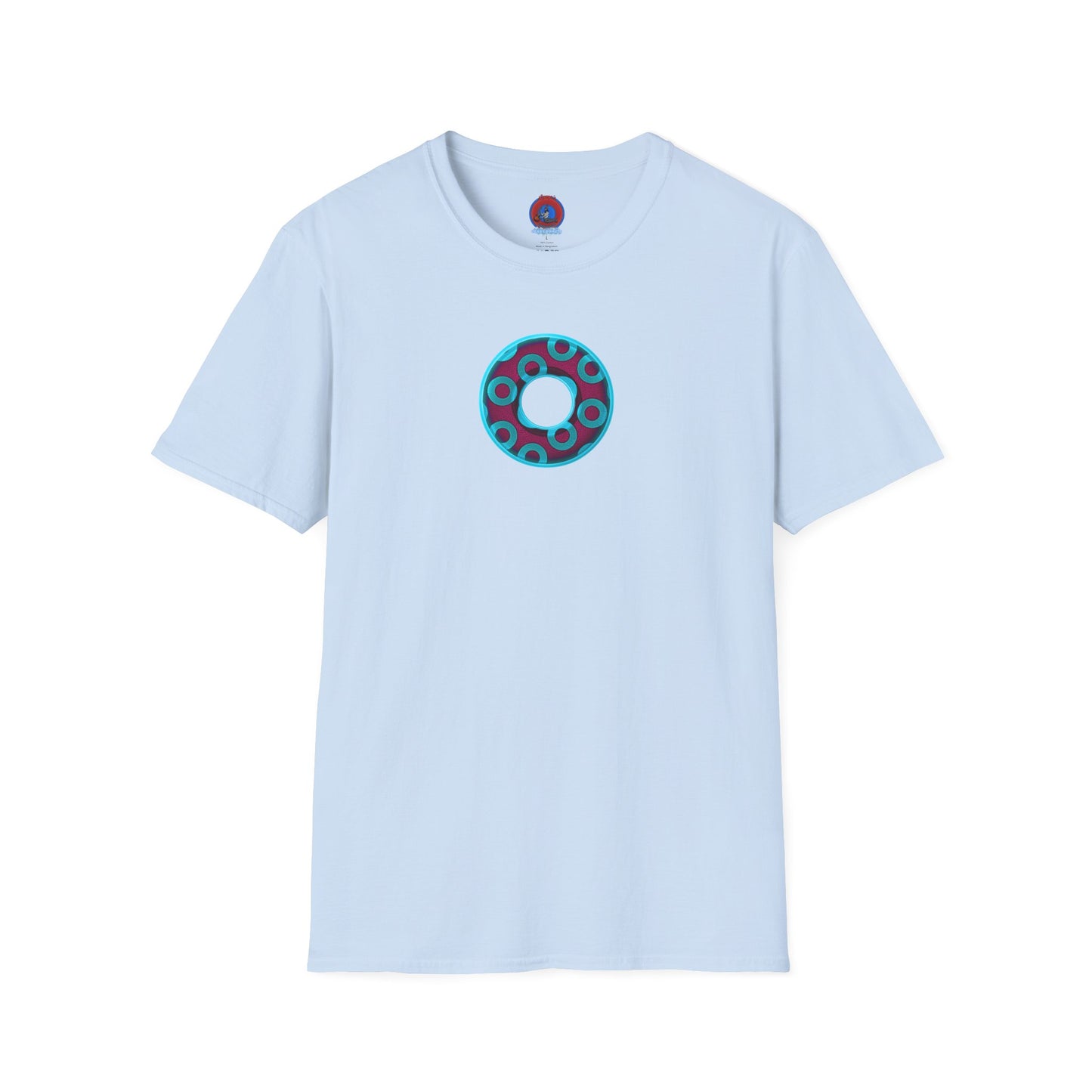 Plain Donuts/Unisex Soft-Style - "Plain Rustic Paradoxical Donuts" - aquamarine/burgundy donuts