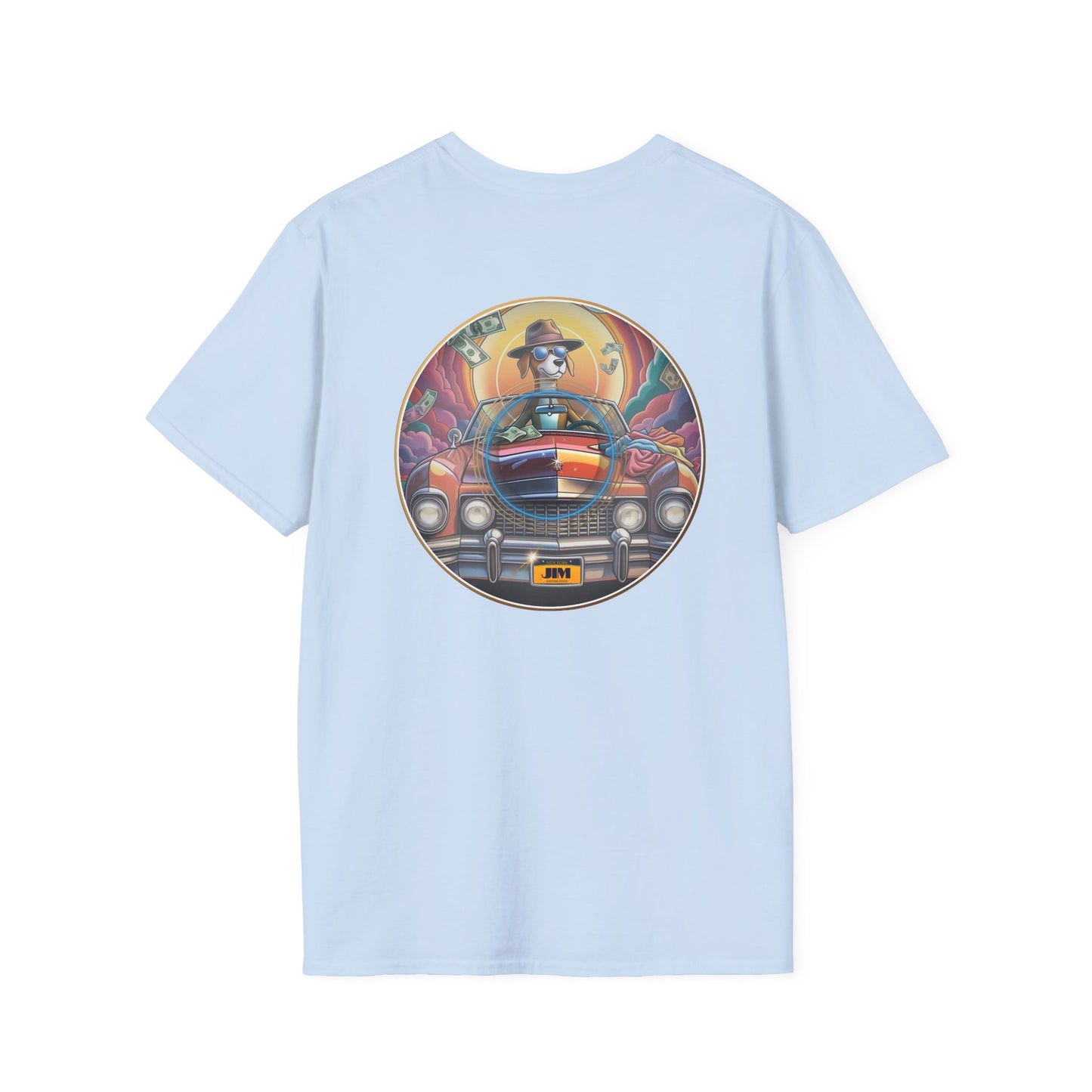 Classic Donut Tee - Unisex Soft-Style - "Jimmy's Marathon Donut Tee" - series 1.0  - variant 2 - orange/purple pic donut