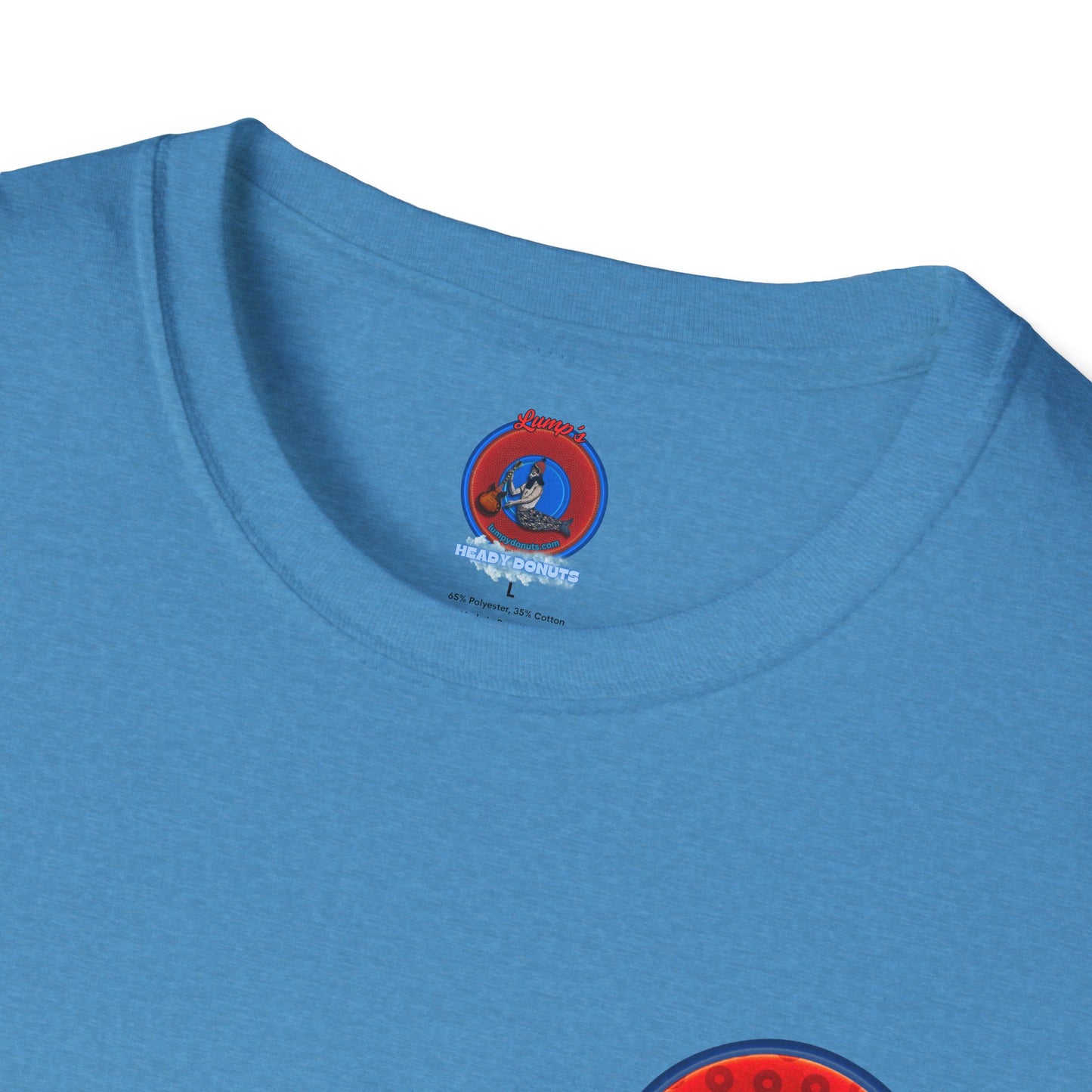 Classic Donut Tee - Unisex Soft-Style - "Phree Donut Sliders" - red/blue widemouthed paradox donut