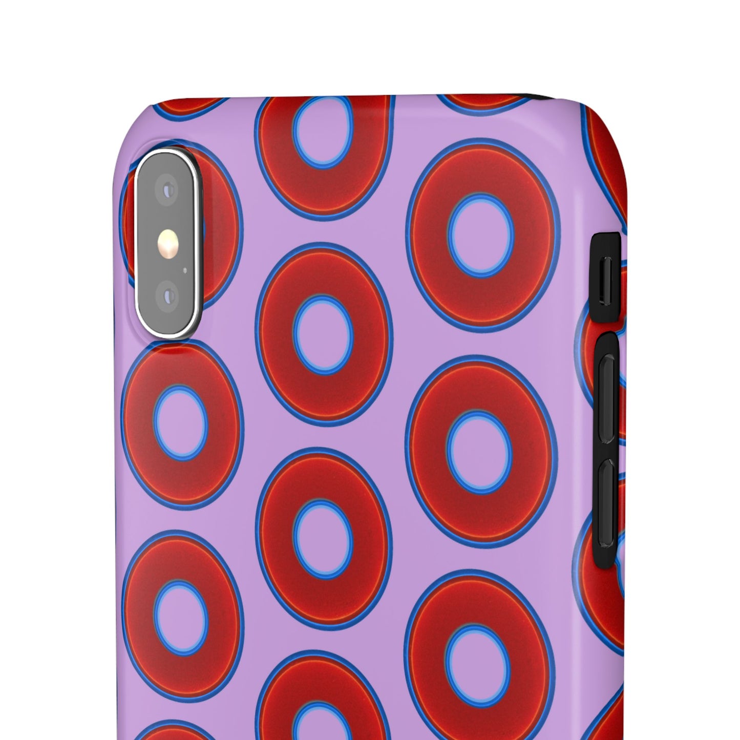 Lumpy Donut Snap Case - red vivid donut print w/wisteria purple background