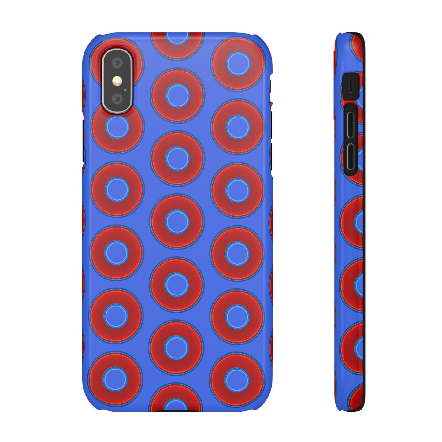 Lumpy Donut Snap Case - red vivid donut print w/royal blue background
