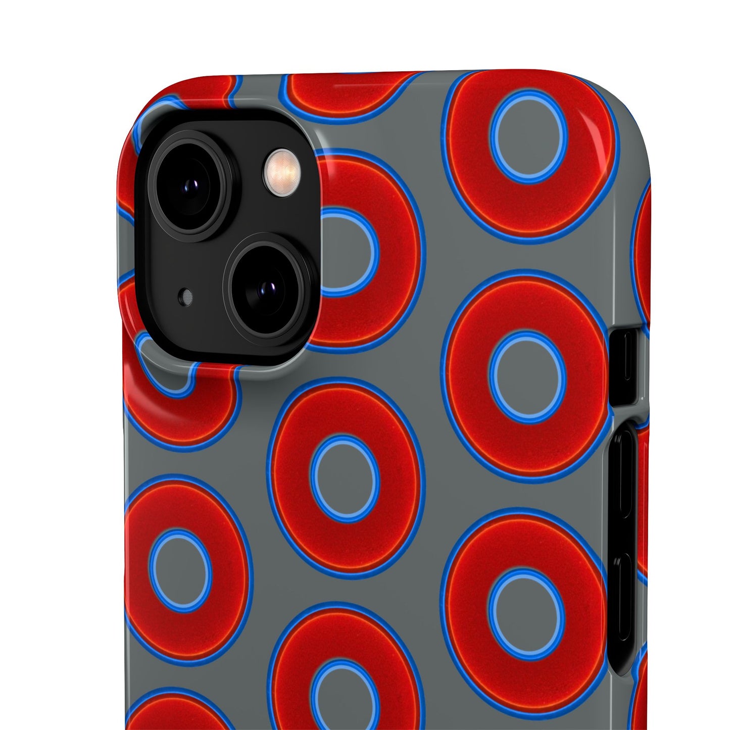 Lumpy Donut Snap Case - red vivid donut print w/dark gray background