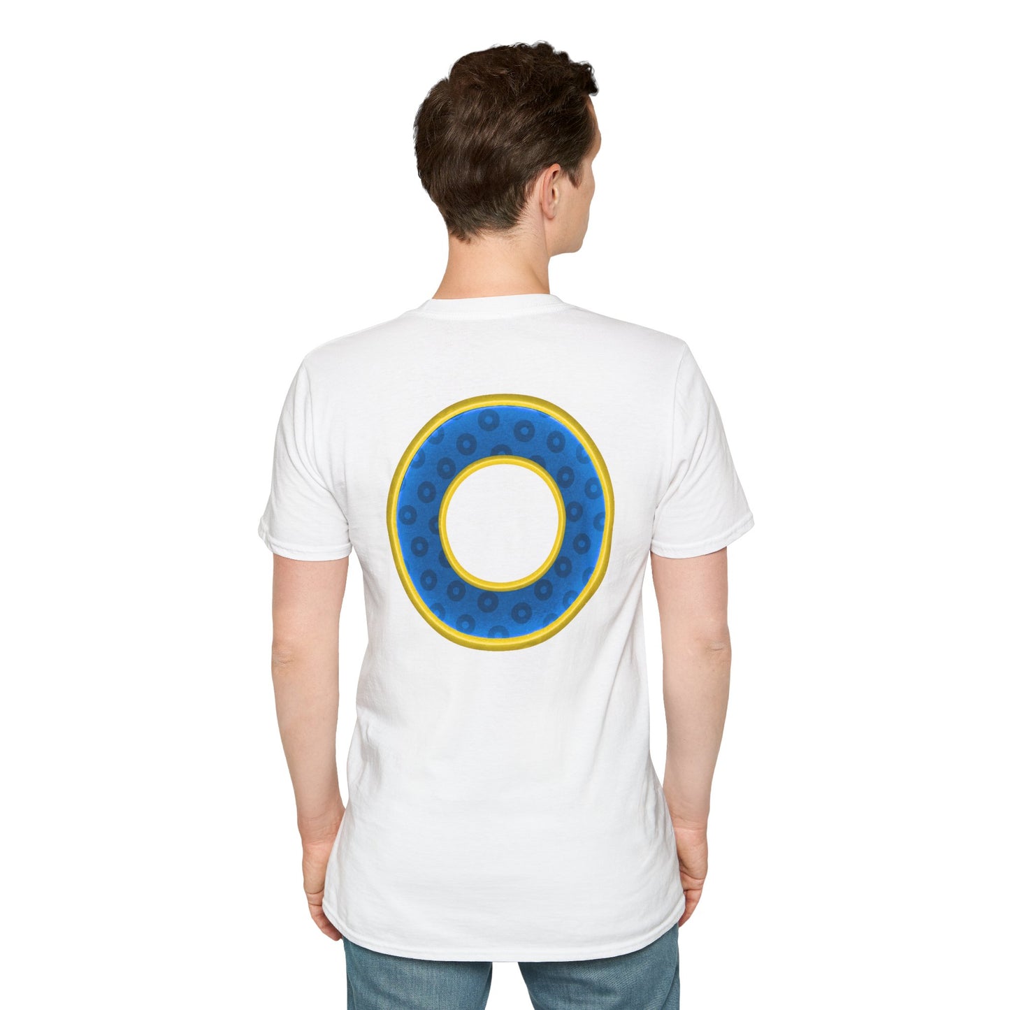 Plain Donuts/Unisex Soft-Style - "Plain Wide Mouthed Paradoxical Donuts" - blue/yellow donuts