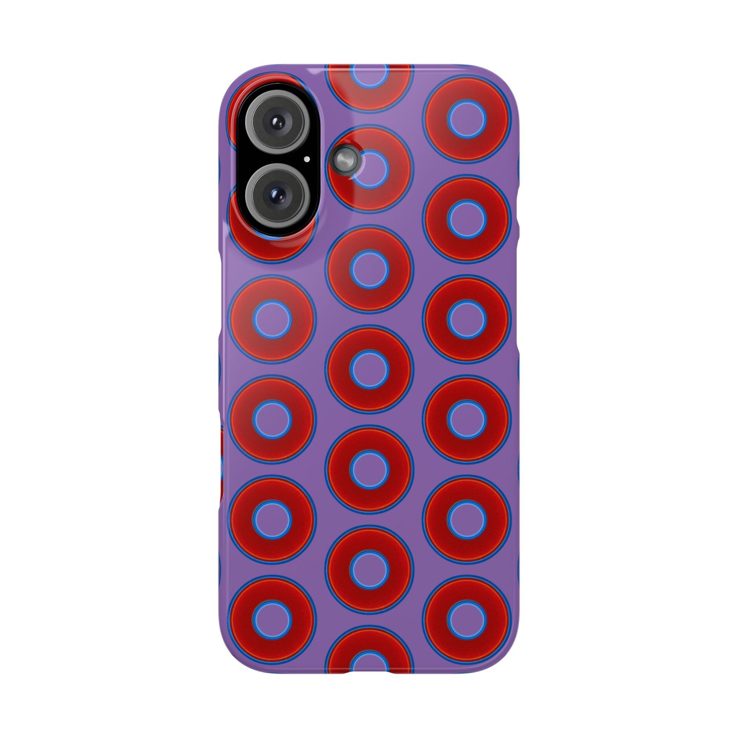 Lumpy Donut Snap Case - red vivid donut print w/light purple background