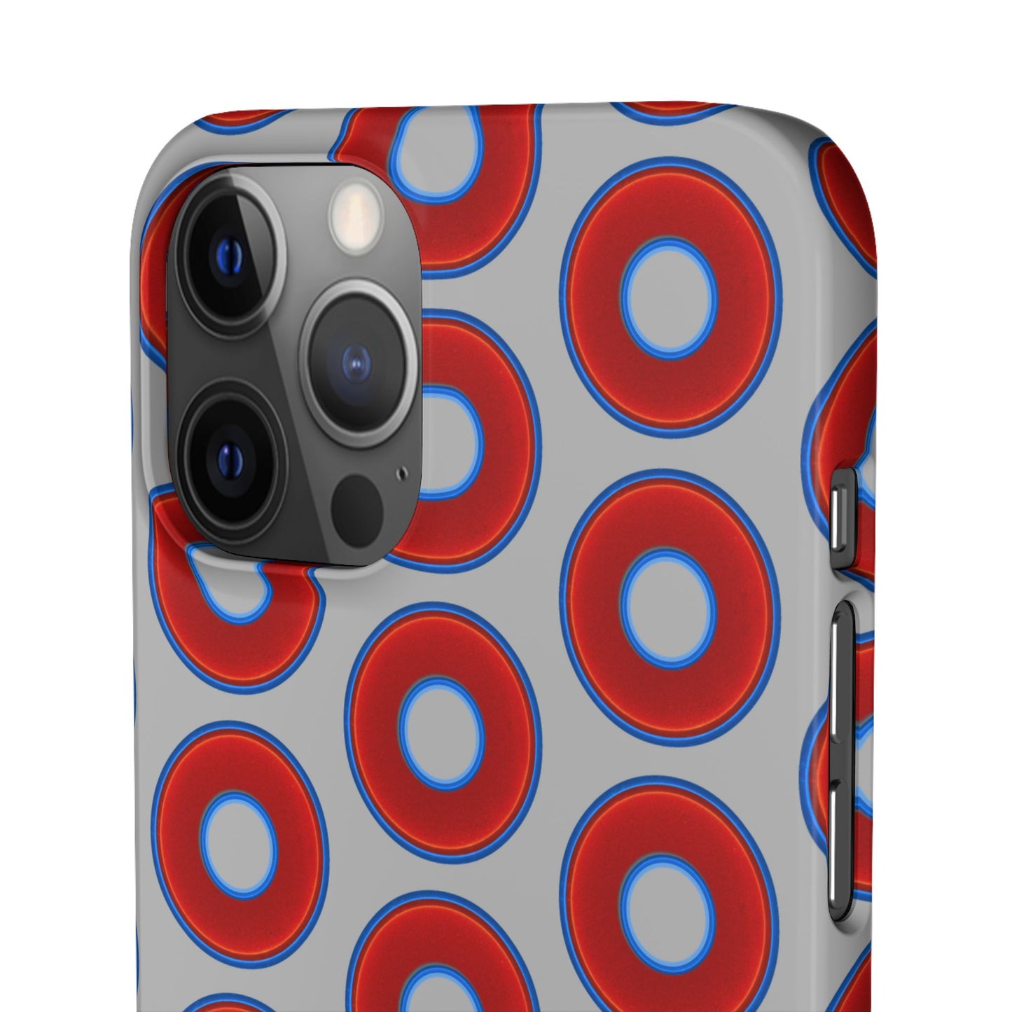 Lumpy Donut Snap Case - red vivid donut print w/light gray background