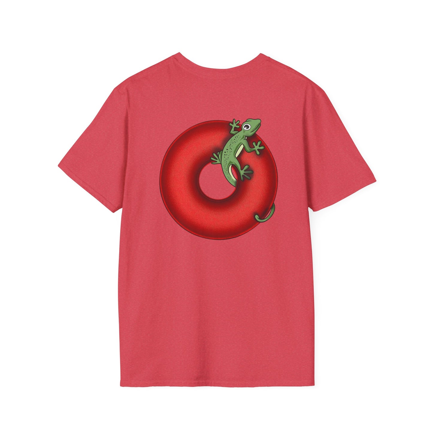 Classic Donut Tee - Unisex Soft-Style - "Practically Extinct Tee Shirt" - plump vivid red donut - variant 1