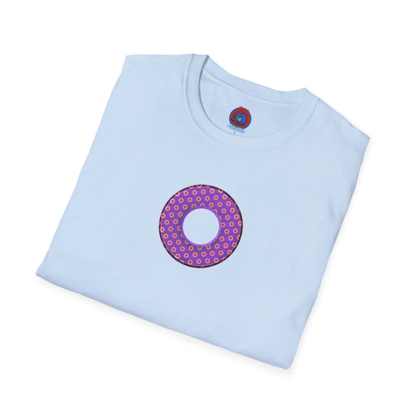 Plain Donuts/Unisex Soft-Style - "Plain Electric Paradoxical Donuts" - light purple/coral donuts
