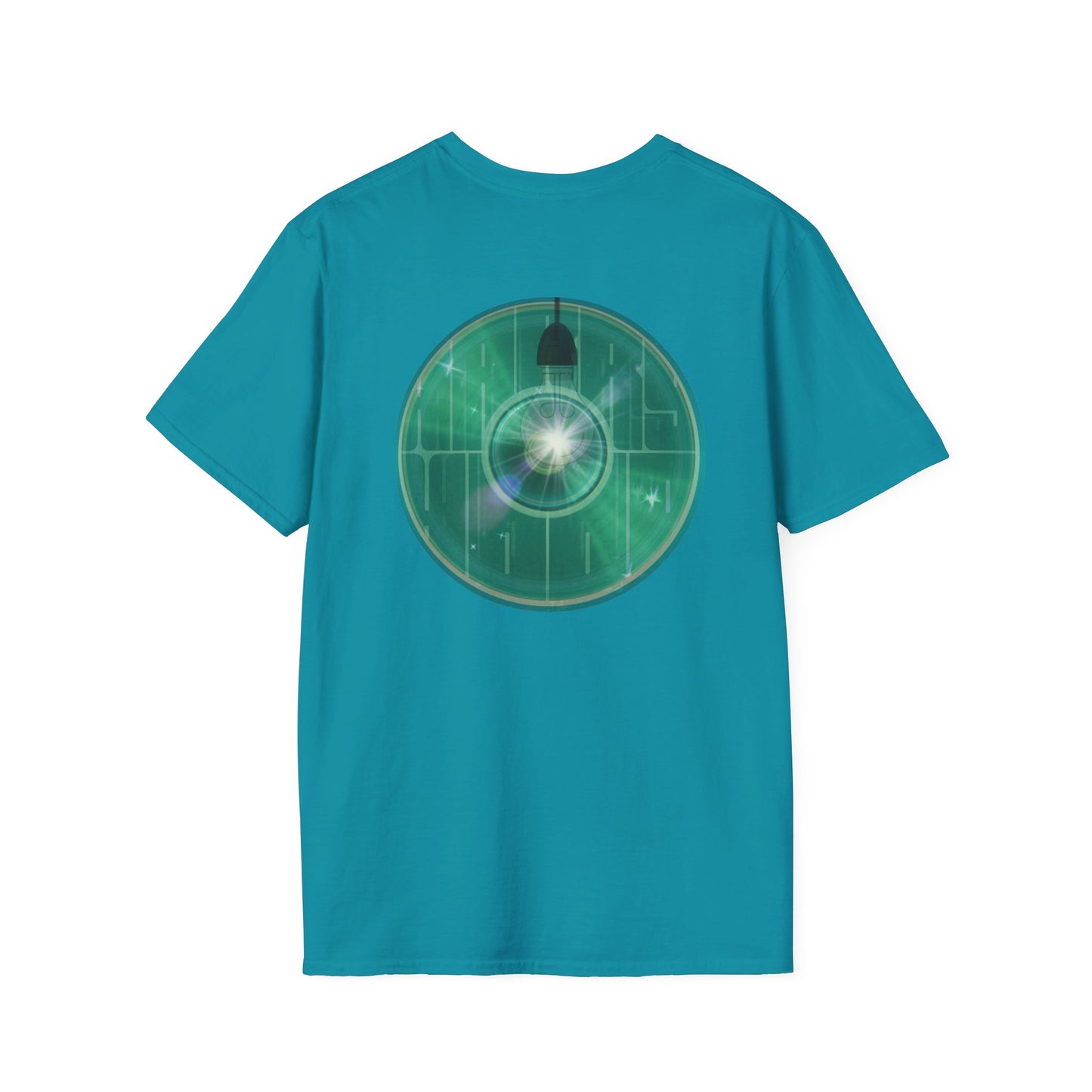 Classic Donut Tee - Unisex Soft-Style - "Harry's Hoodlum Donut" - series 1.0  - variant 4 - lights on/green donut(s)