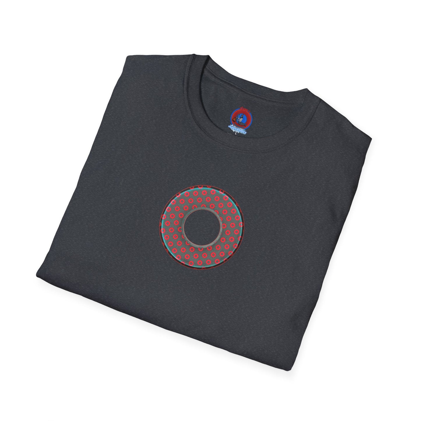 Plain Donuts/Unisex Soft-Style - "Plain Electric Paradoxical Donuts" - dark teal/red donuts