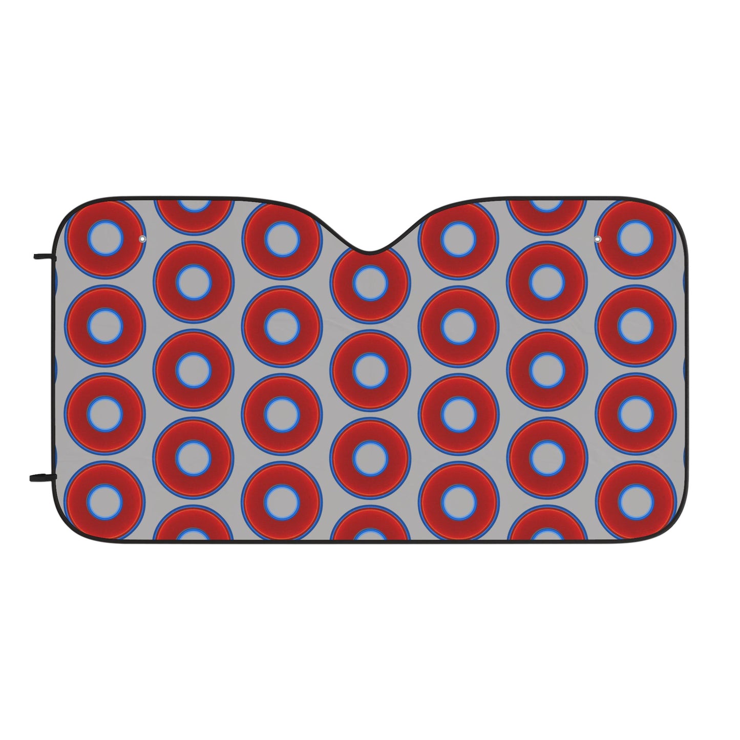 Automotive Donut Sun Shade - red vivid donuts w/light gray background