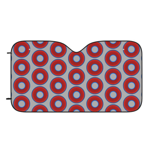 Automotive Donut Sun Shade - red vivid donuts w/light gray background