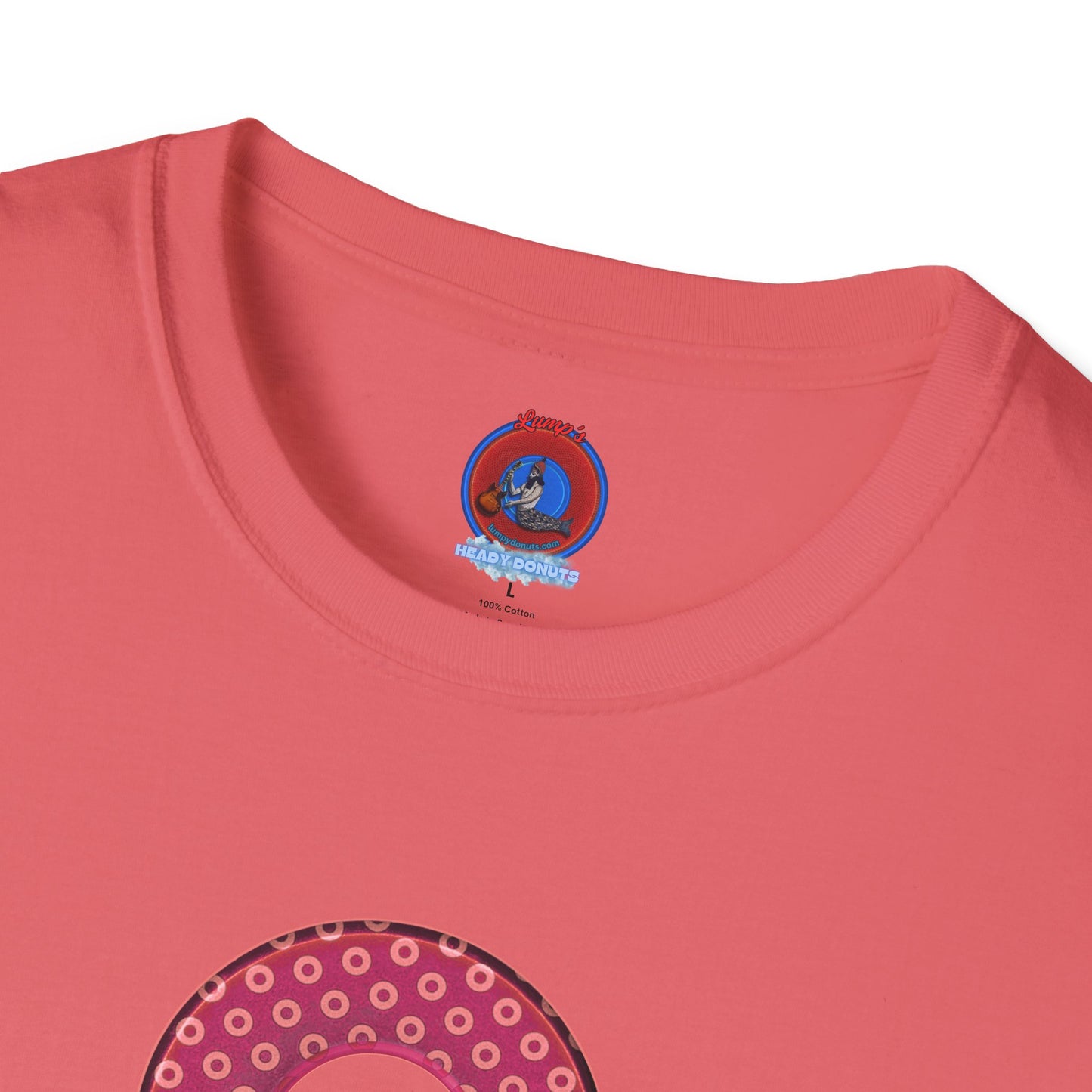 Plain Donuts/Unisex Soft-Style - "Plain Electric Paradoxical Donuts" - dark magenta/coral donuts