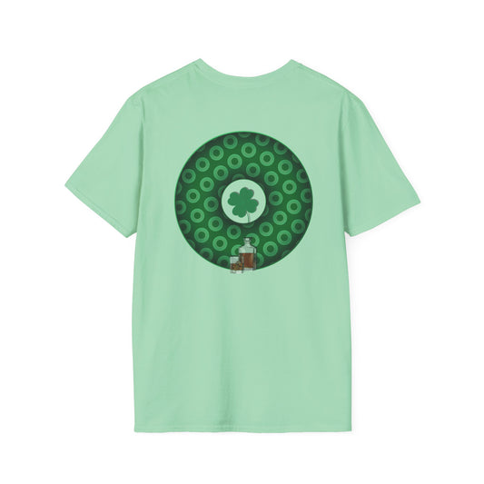 Classic Donut Tee - Unisex Soft-Style - "Patron Saint of Donuts" - St. Patrick's Day Donut - w/whiskey - holiday edition - variant 2