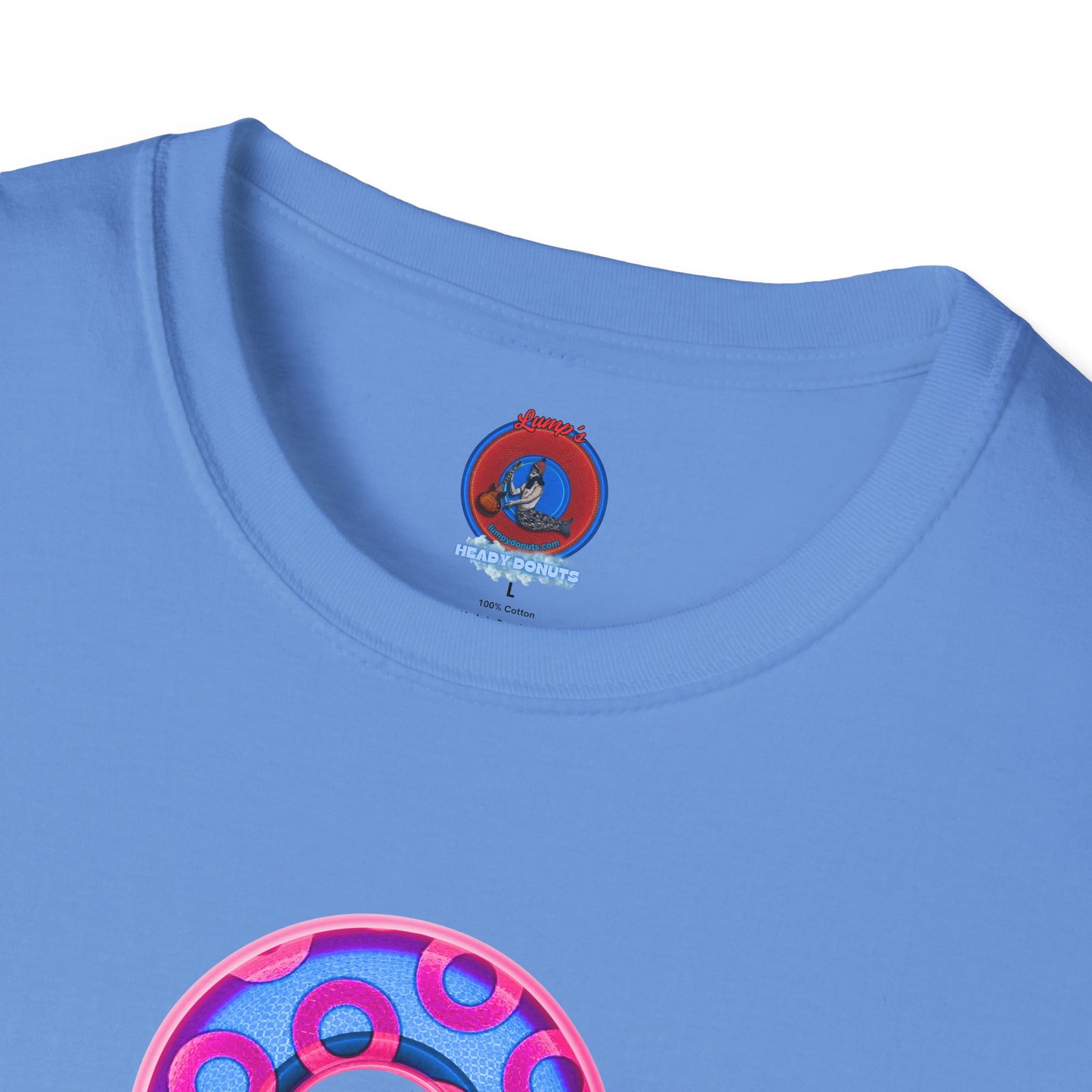 Plain Donuts/Unisex Soft-Style - "Plain Rustic Paradoxical Donuts" - light blue/magenta donuts
