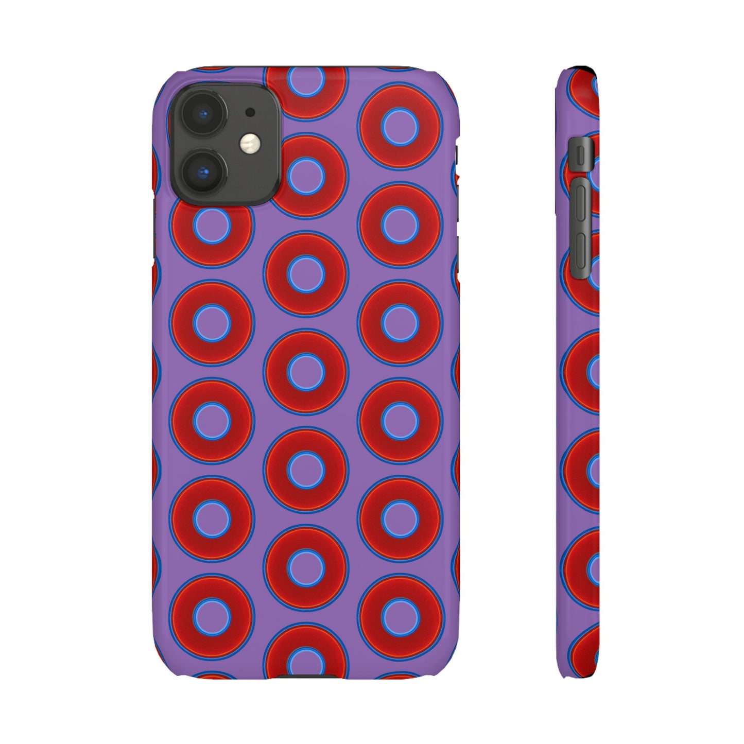 Lumpy Donut Snap Case - red vivid donut print w/light purple background