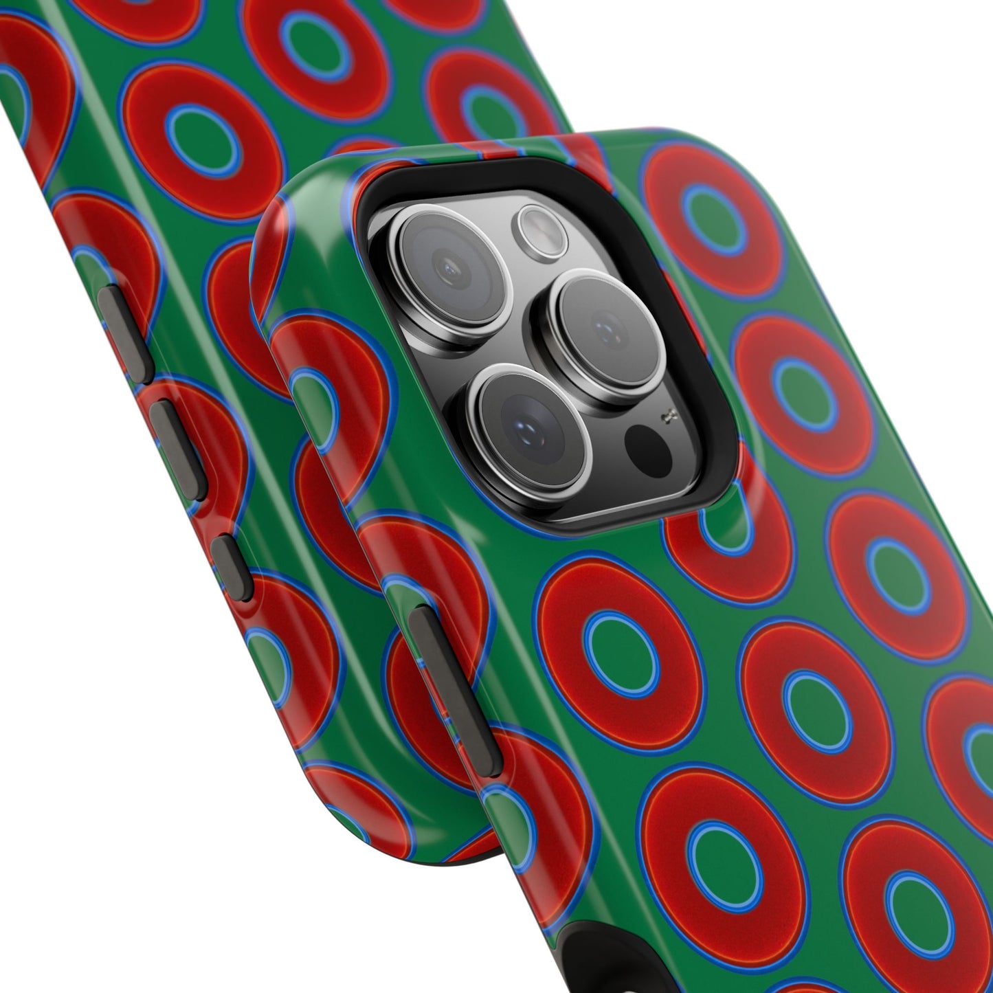 Magnetic Tough Donut Case - red vivid donut print w/green background