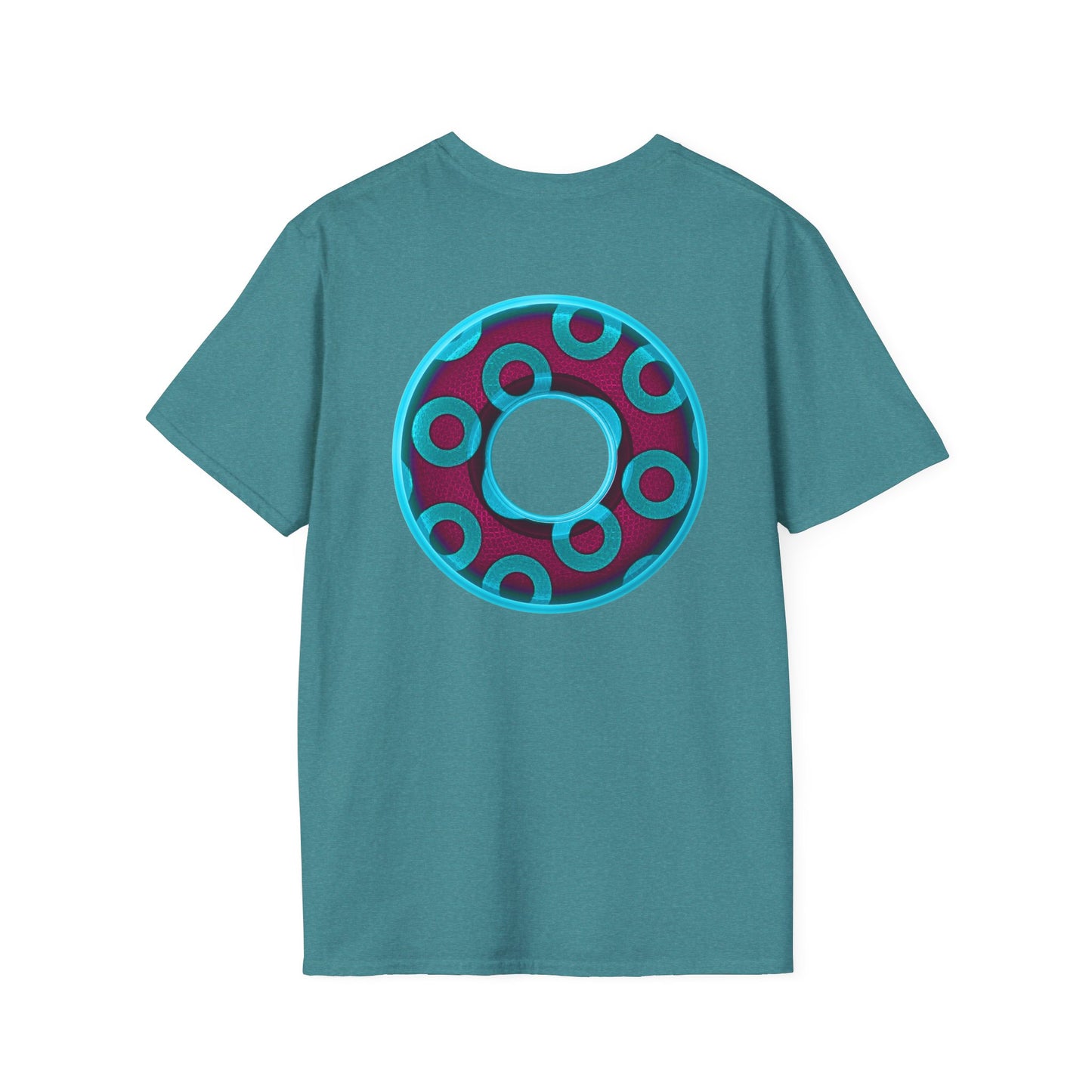 Plain Donuts/Unisex Soft-Style - "Plain Rustic Paradoxical Donuts" - aquamarine/burgundy donuts