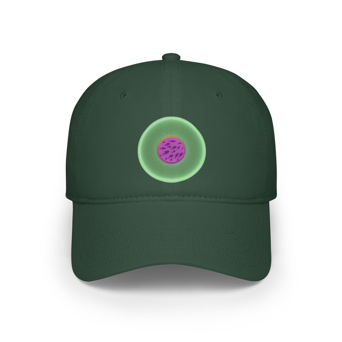 Lumpy Donut Baseball Cap - "Swimming by this Donut Cap" - variant 3 - light green/magenta phatty donut w/