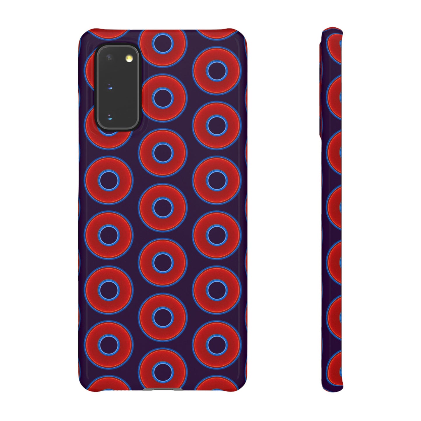 Lumpy Donut Snap Case - red vivid donut print w/midnight purple background