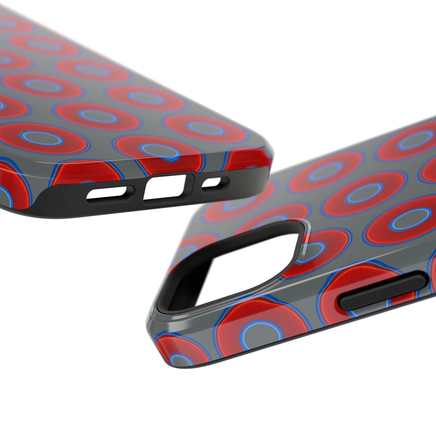 Impact-Resistant Lumpy Donut Case - red vivid donut print w/dark gray background