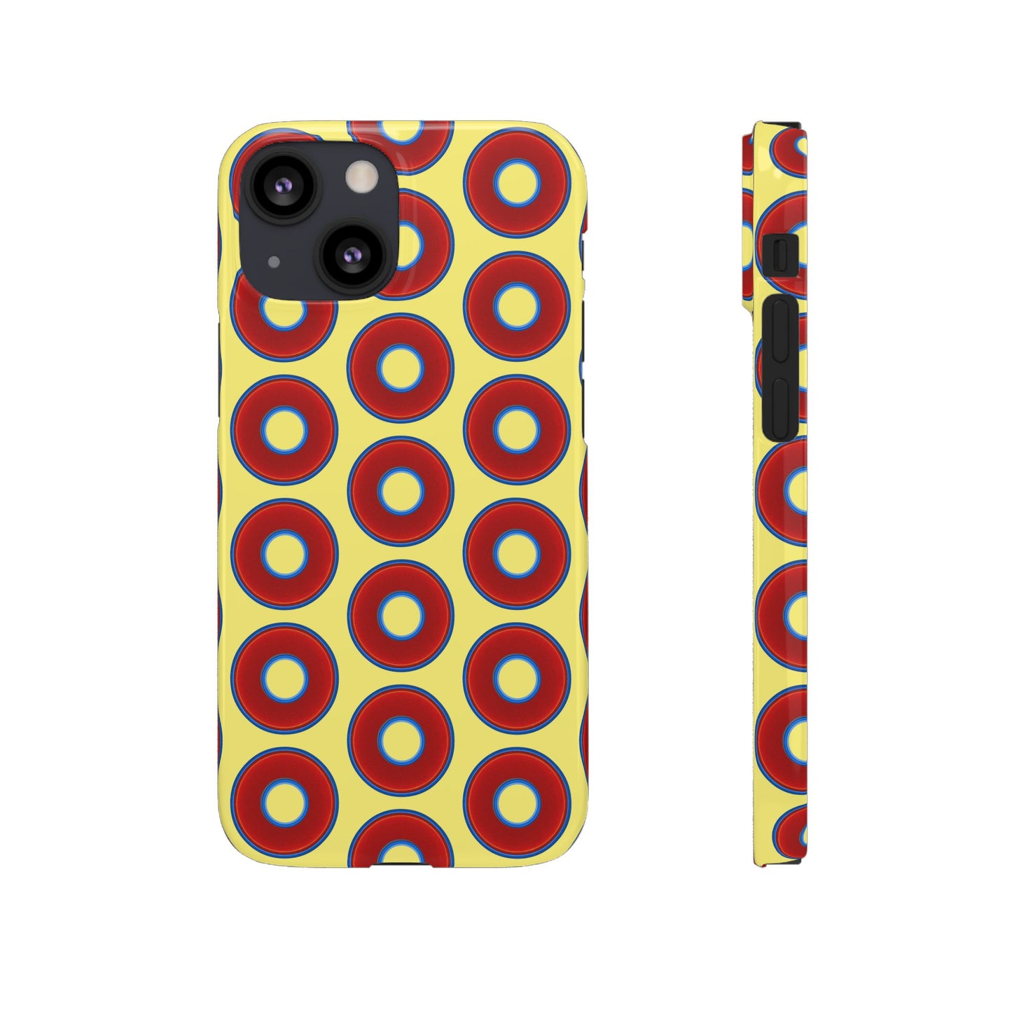 Lumpy Donut Snap Case - red vivid donut print w/yellow background