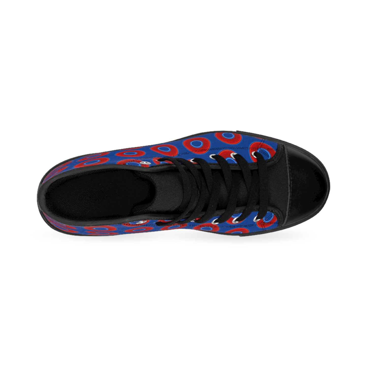 Cushiony Convectors - High Tops - red vivid donuts w/dark blue background