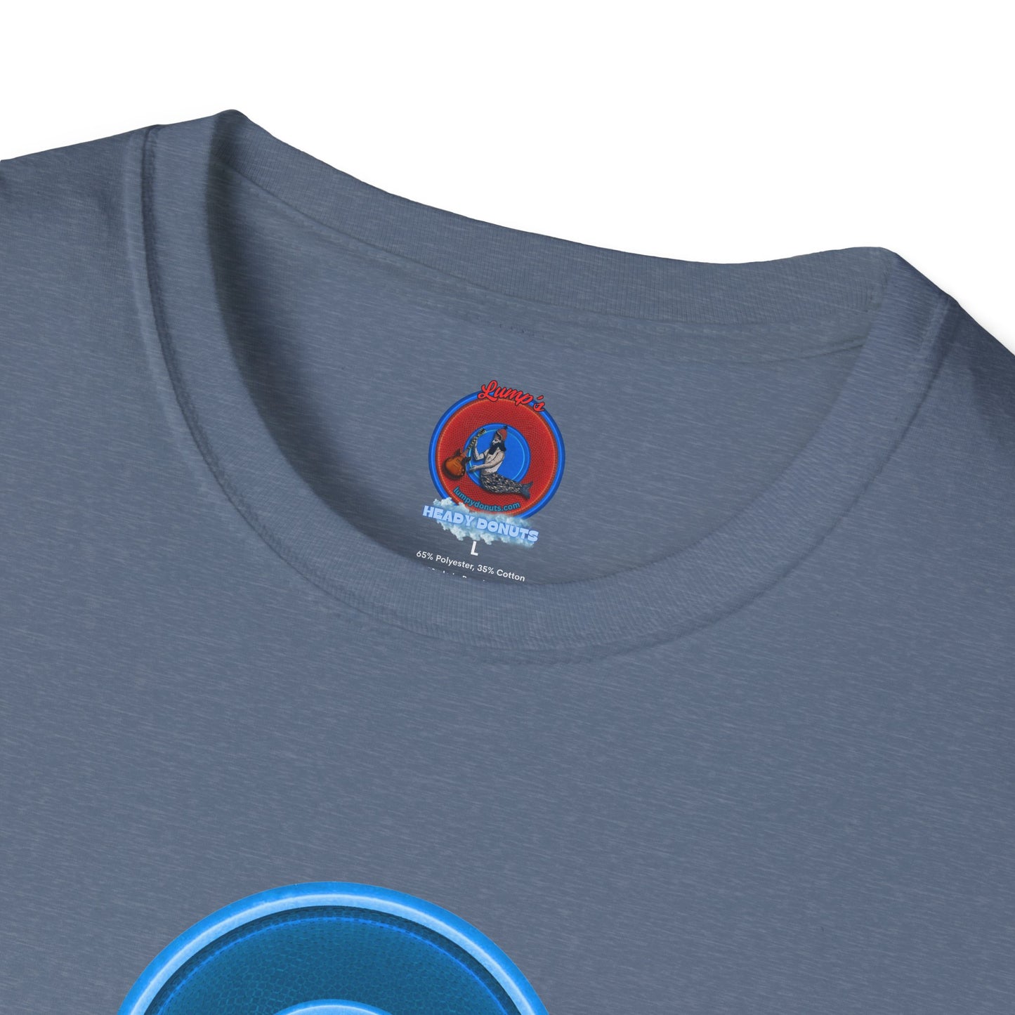 Classic Donut Tee - Unisex Soft-Style - "The Story of the Donut - a Ghostly Good Time" - variant 2 - blue/light blue rustic donut