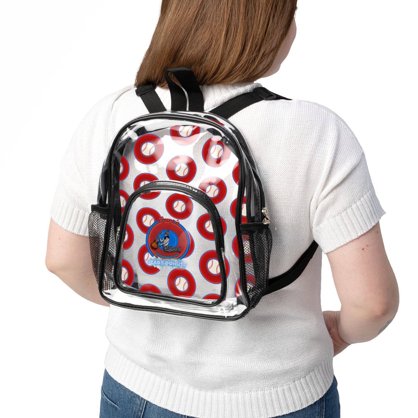 Lumpy Clear Pack/Concert Buddy - "Sam Horn's Backpack" - Phenway Edition - vivid red baseball donuts