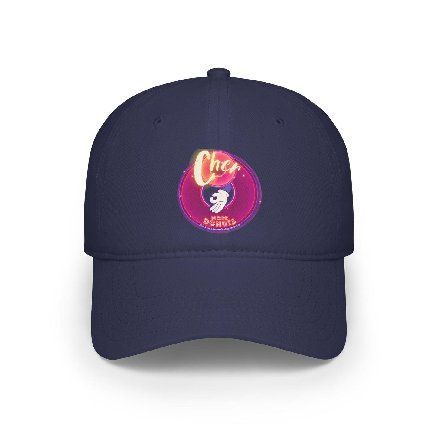 Lumpy Donut Baseball Cap - "Cher-ing is Caring Donut Cap" - variant 1 - vivid magenta donut w/ [*charitable donut]