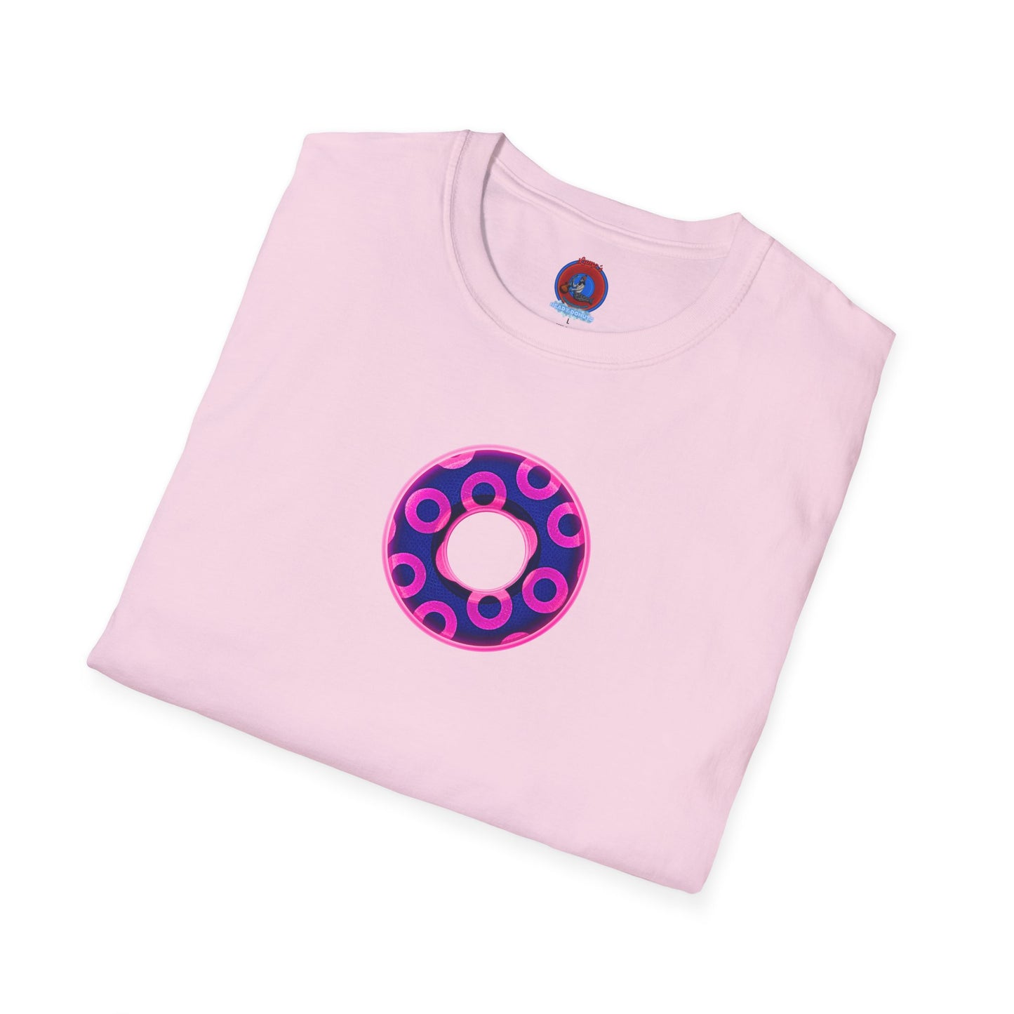 Plain Donuts/Unisex Soft-Style - "Plain Rustic Paradoxical Donuts" - hot pink/dark blue donuts