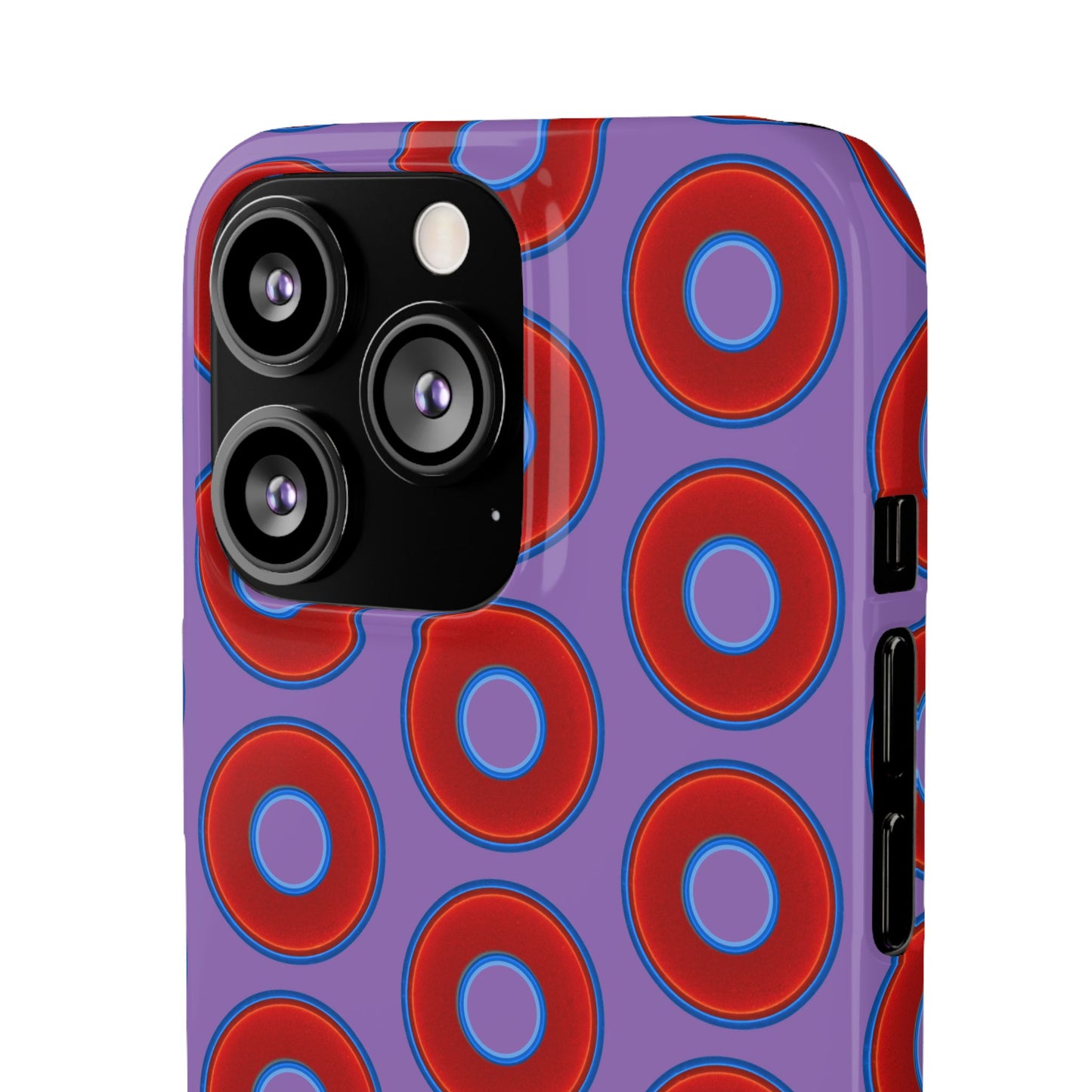 Lumpy Donut Snap Case - red vivid donut print w/light purple background