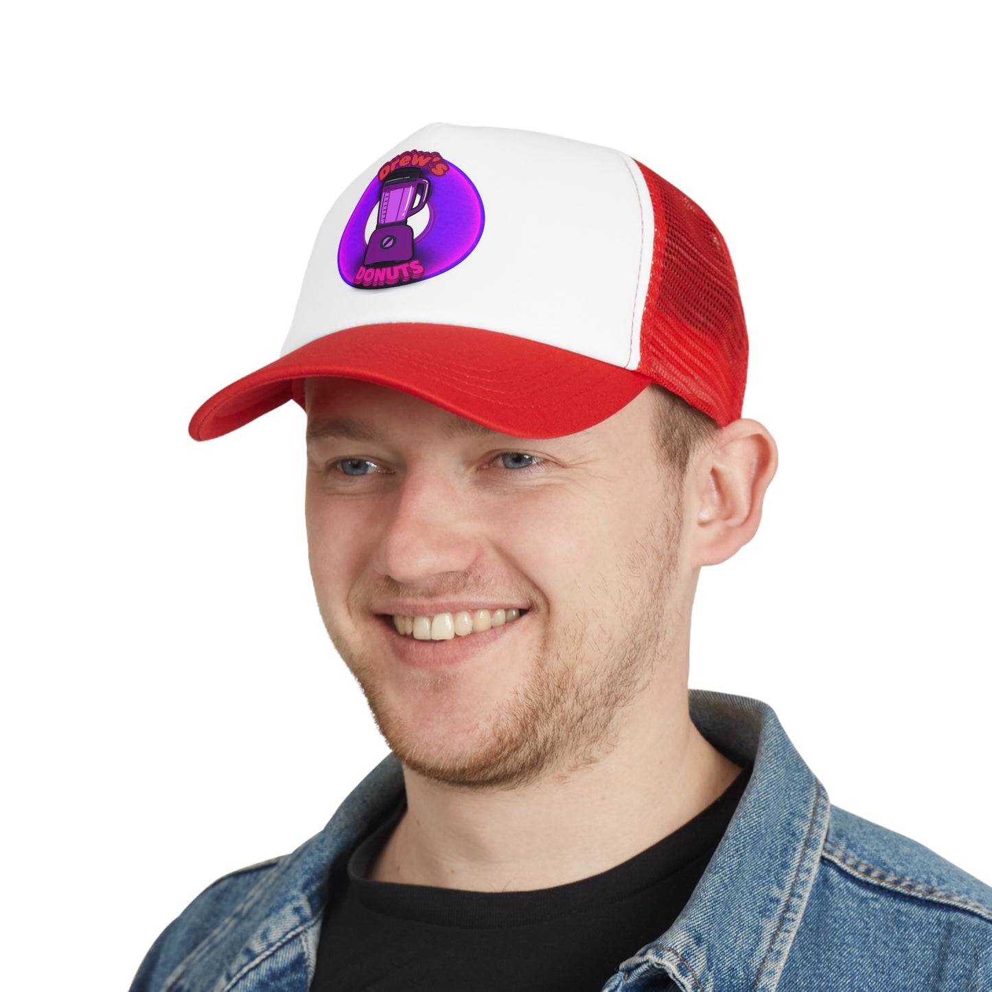 Lumpy Trucker Hat - "Drew's Lumpy Donuts Puréed " - purple donut