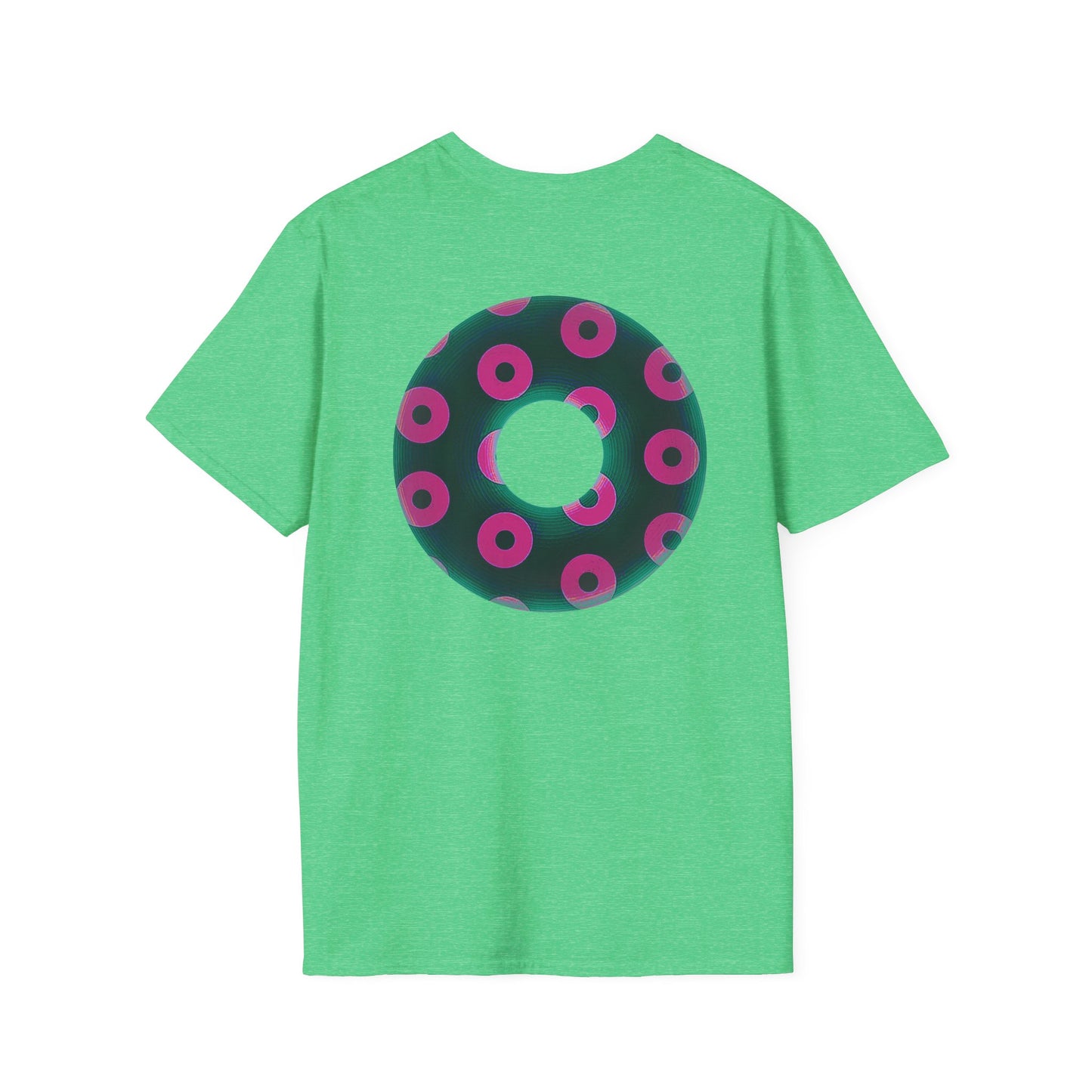 Plain Donuts/Unisex Soft-Style - "Plain Blimpy Paradoxical Donuts" - dark green/magenta donuts