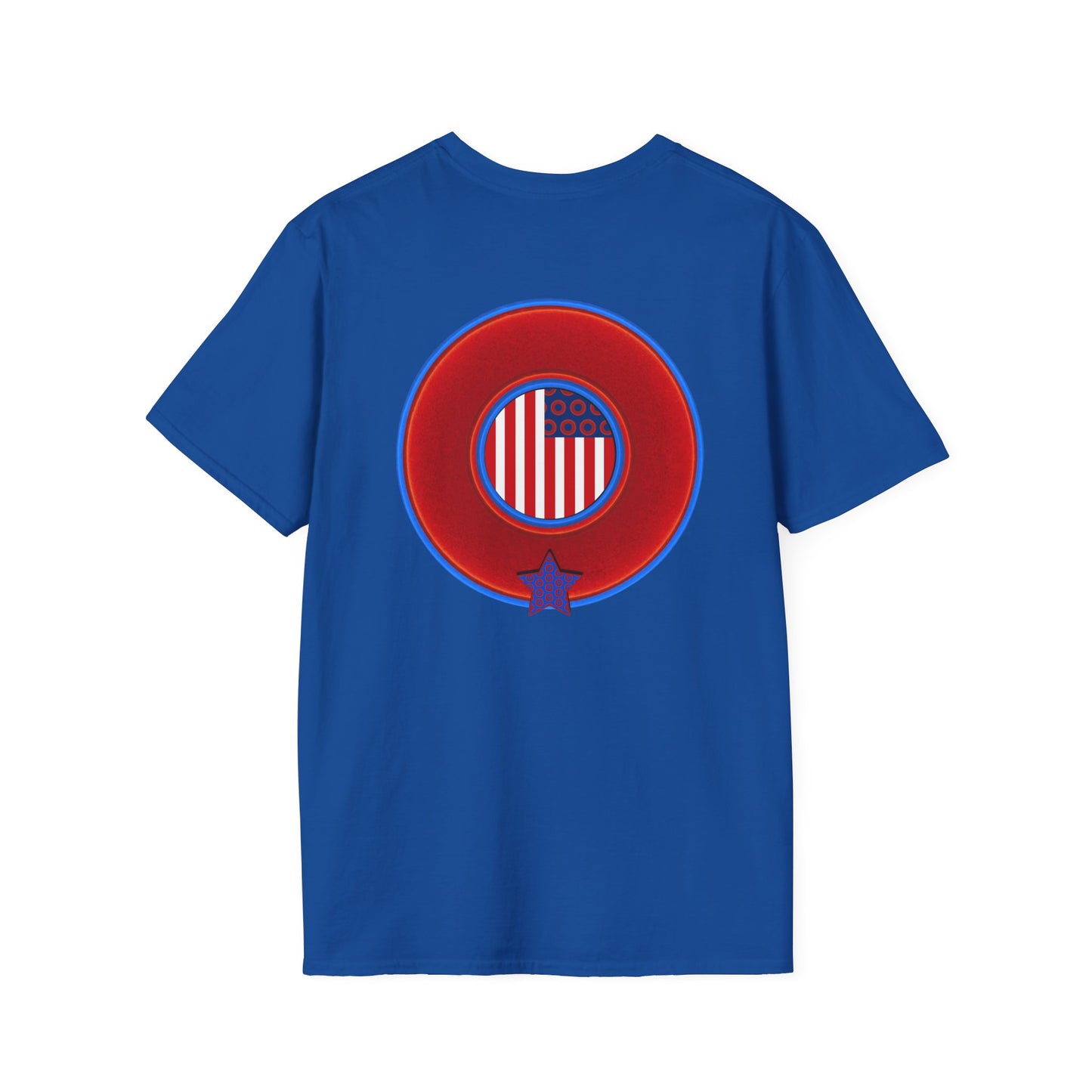 Classic Donut Tee - Unisex Soft-Style - "One Indivisible Donut" - vivid red phreedom donut - w/star - variant 2
