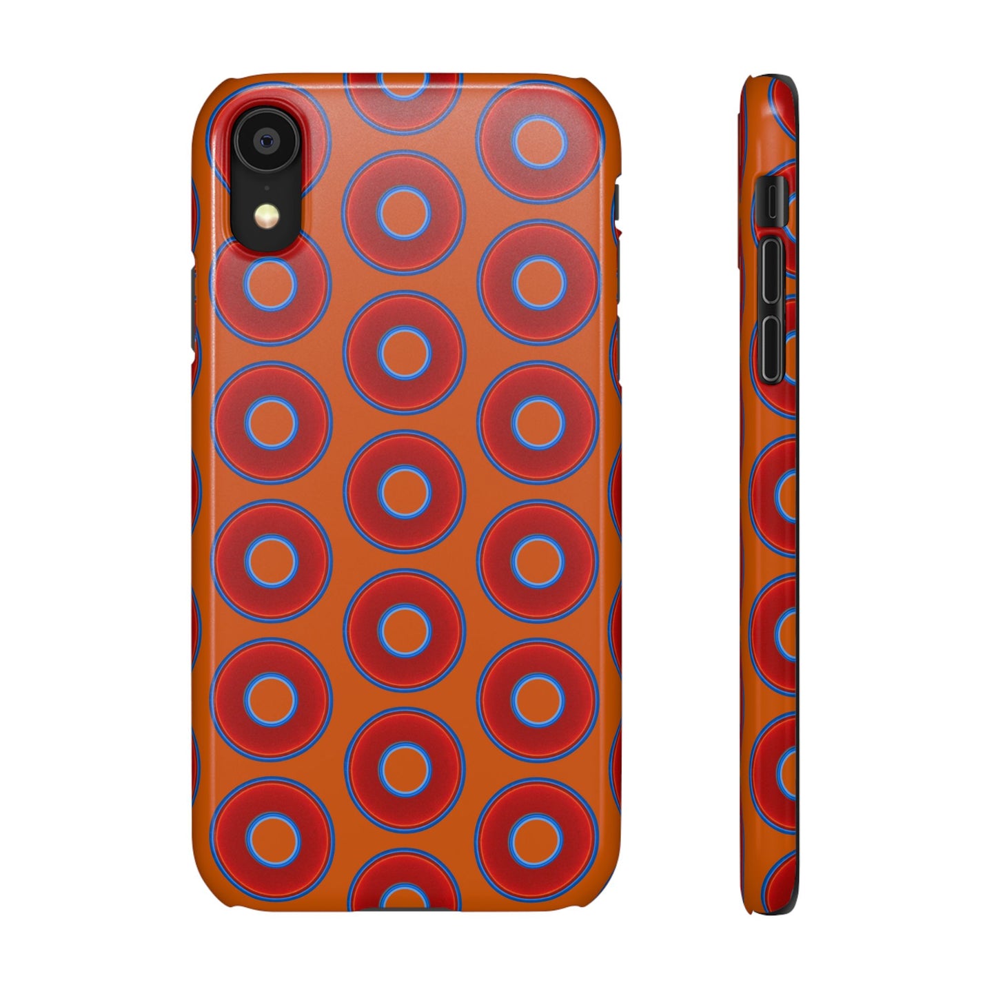 Lumpy Donut Snap Case - red vivid donut print w/dark orange background