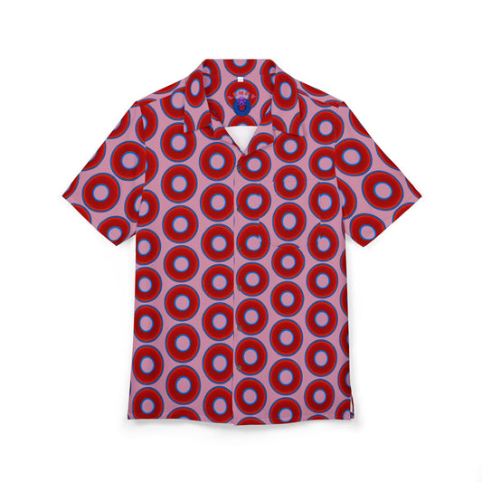 Wilson's 'Epic Hawaiian-Punch' Shirt - vivid red donut print w/pale magenta background [unisex]