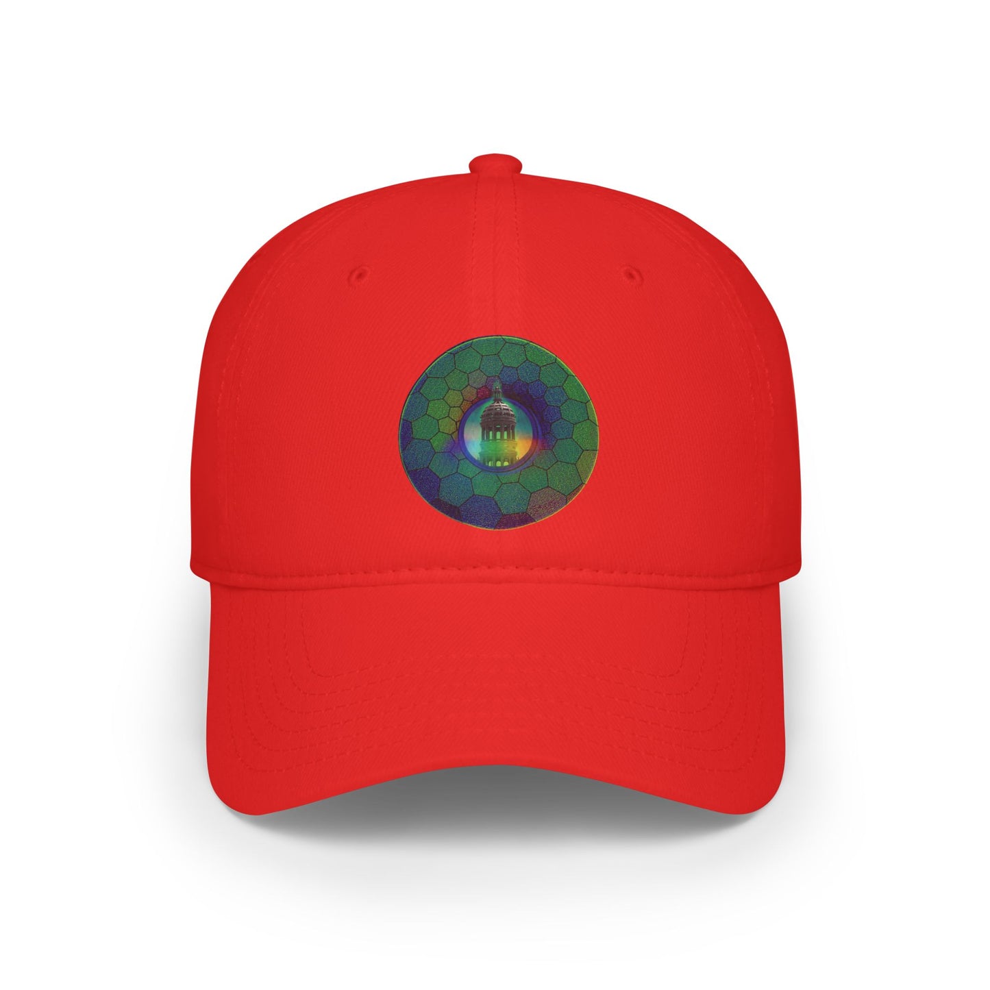 Lumpy Donut Baseball Cap - "Save Mondegreen City Hall" - variant 2 - green hexadonut w/