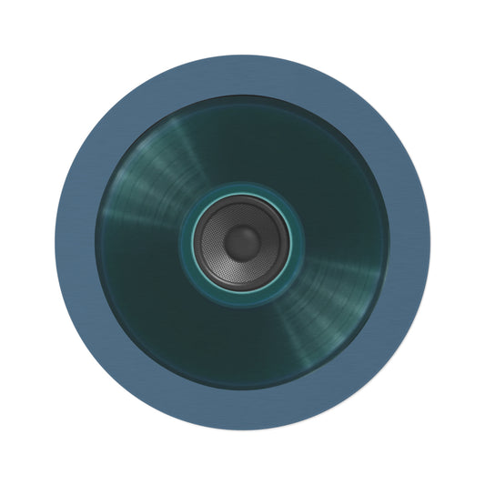 Round Room - 5 ft x 5 ft Lumpy Donut Rug - "Plain Speaker Donut " - vivid dark teal record donut w/steel blue background