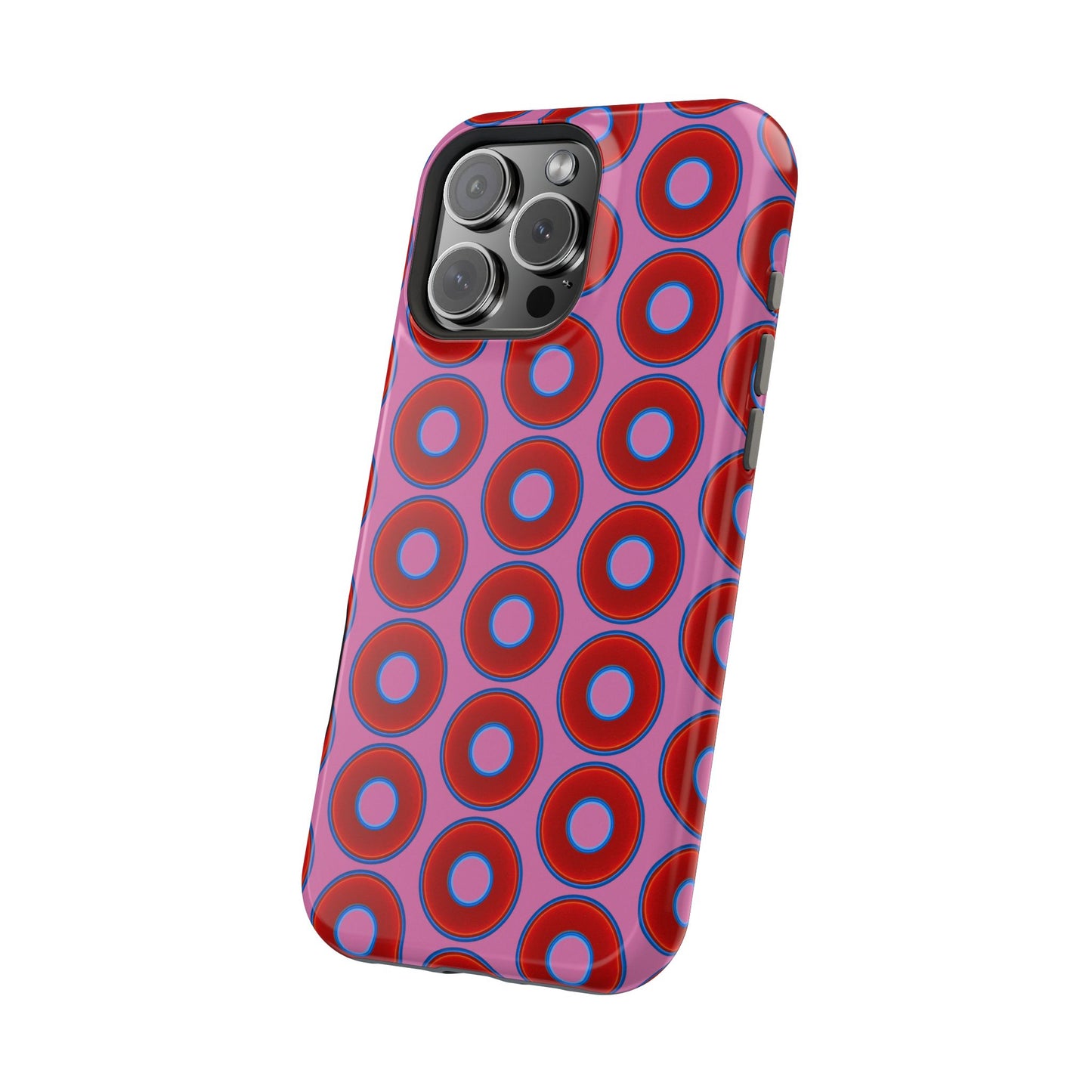 Magnetic Tough Donut Case - red vivid donut print w/pink background