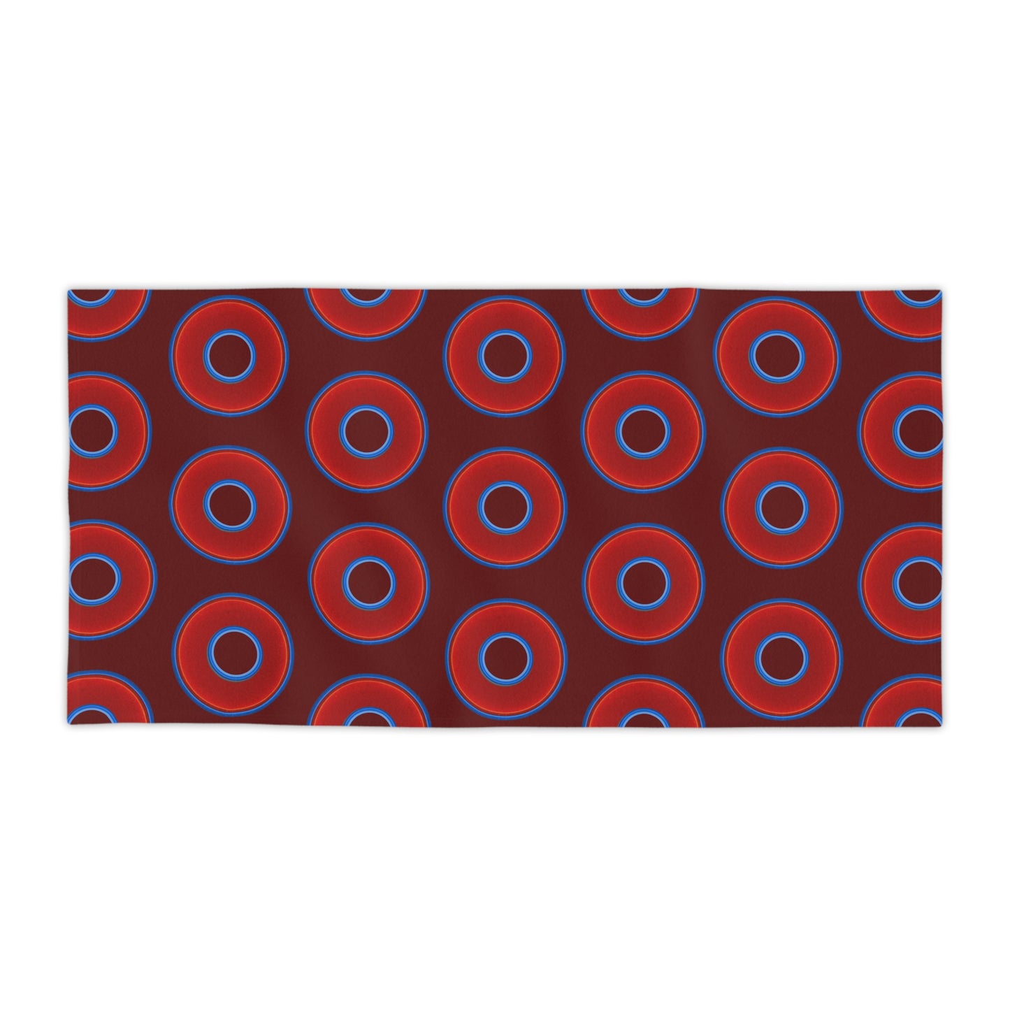 Lumpy Donut Towels - vivid red donuts w/dark red background